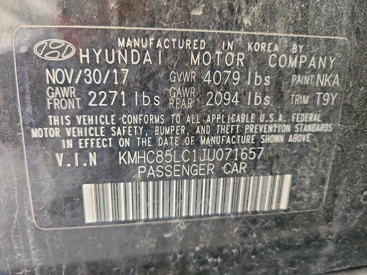 2018 Hyundai Ioniq Limited Черный vin: KMHC85LC1JU071657