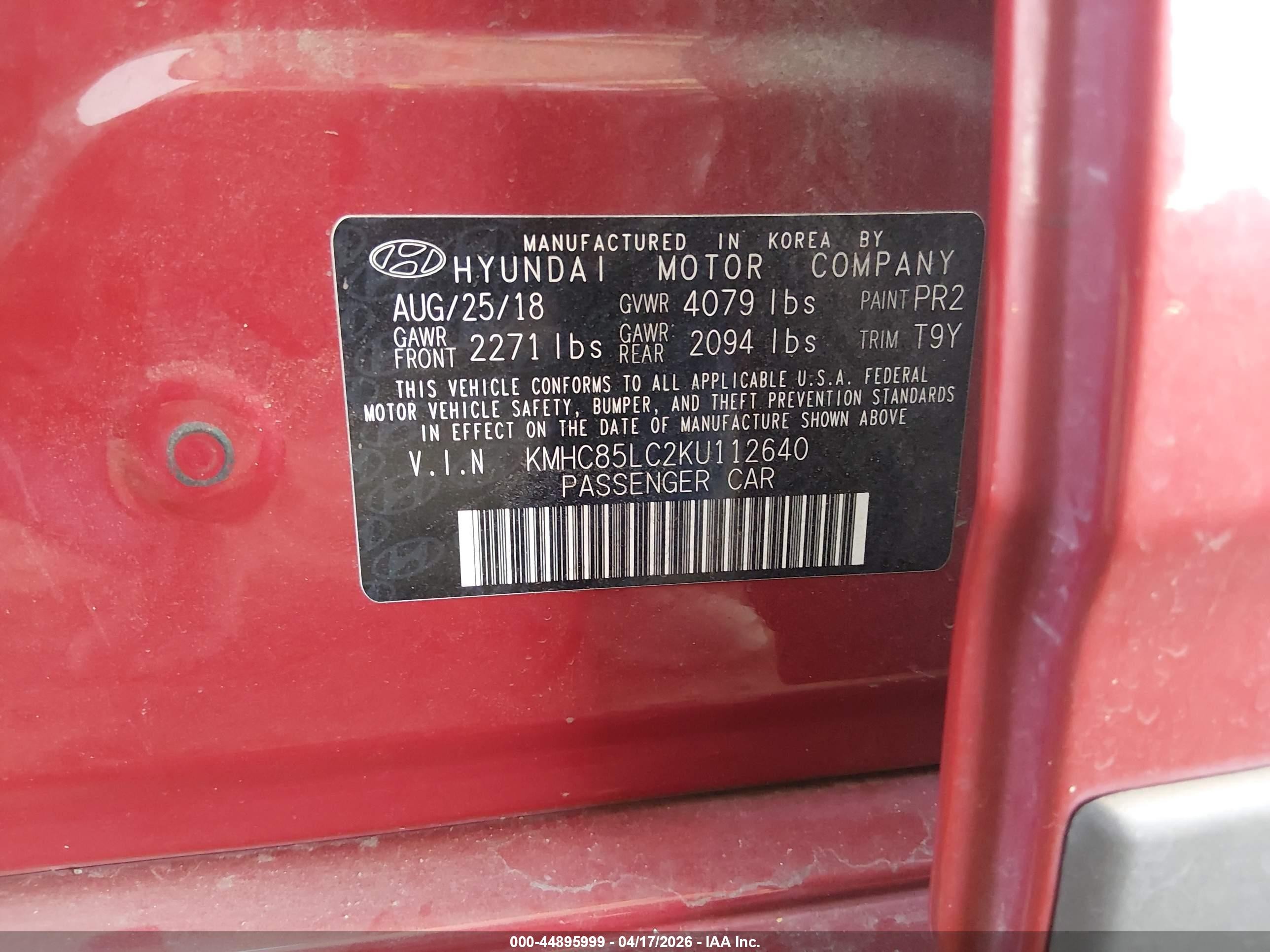 2019 Hyundai Ioniq Hybrid Limited Red vin: KMHC85LC2KU112640