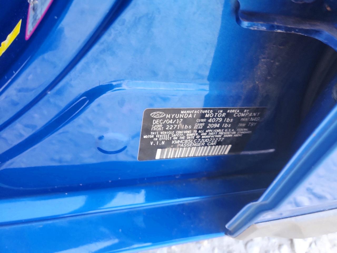 2018 Hyundai Ioniq Limited Синий vin: KMHC85LC7JU072277