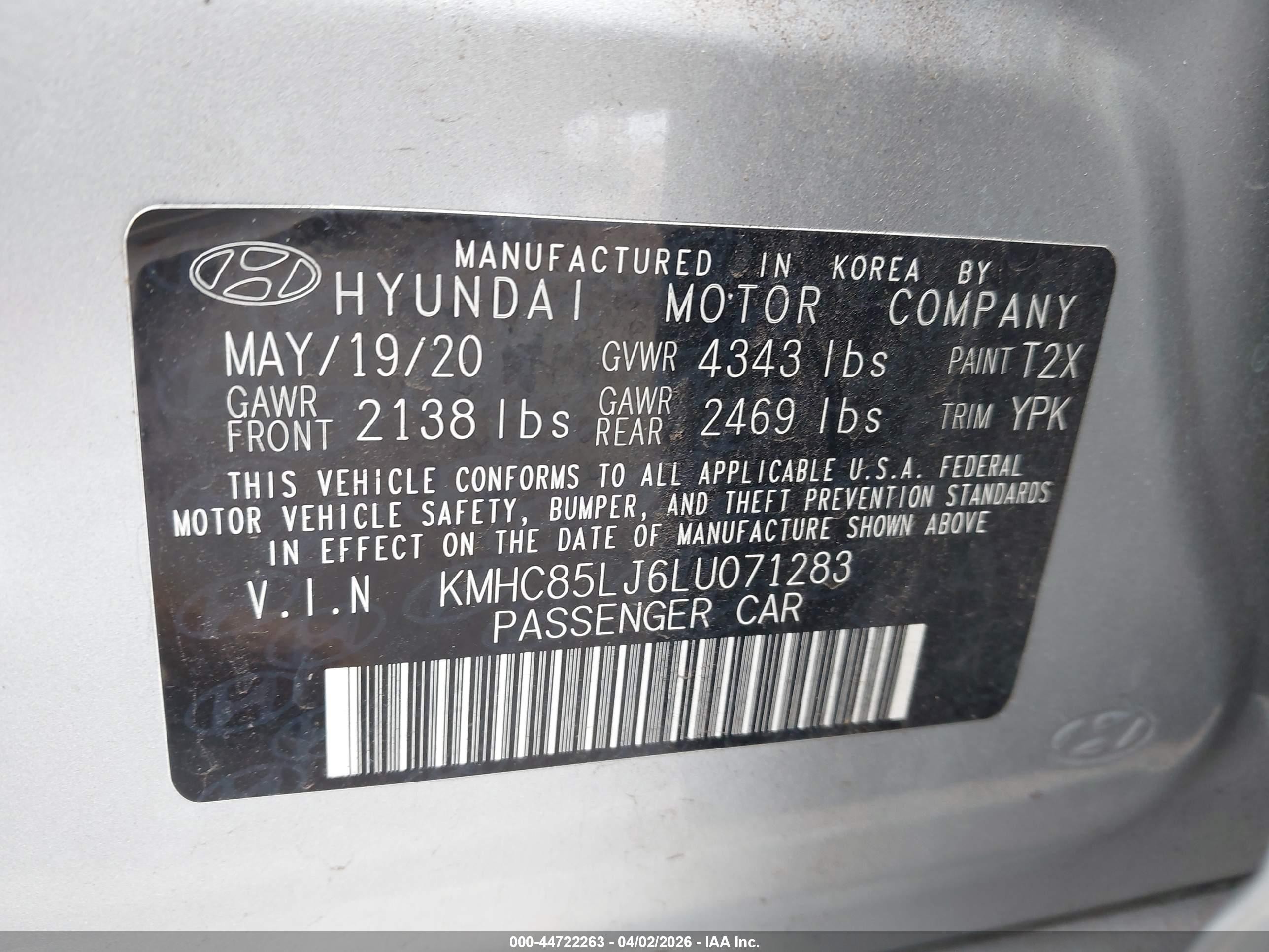 2020 Hyundai Ioniq Electric Limited Silver vin: KMHC85LJ6LU071283