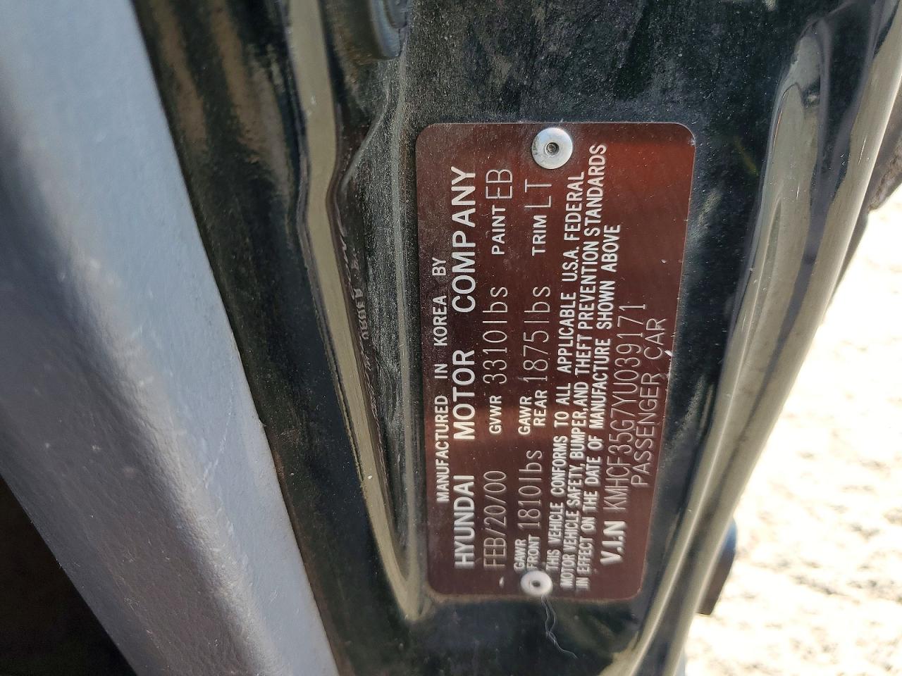 2000 Hyundai Accent L Черный vin: KMHCF35G7YU039171
