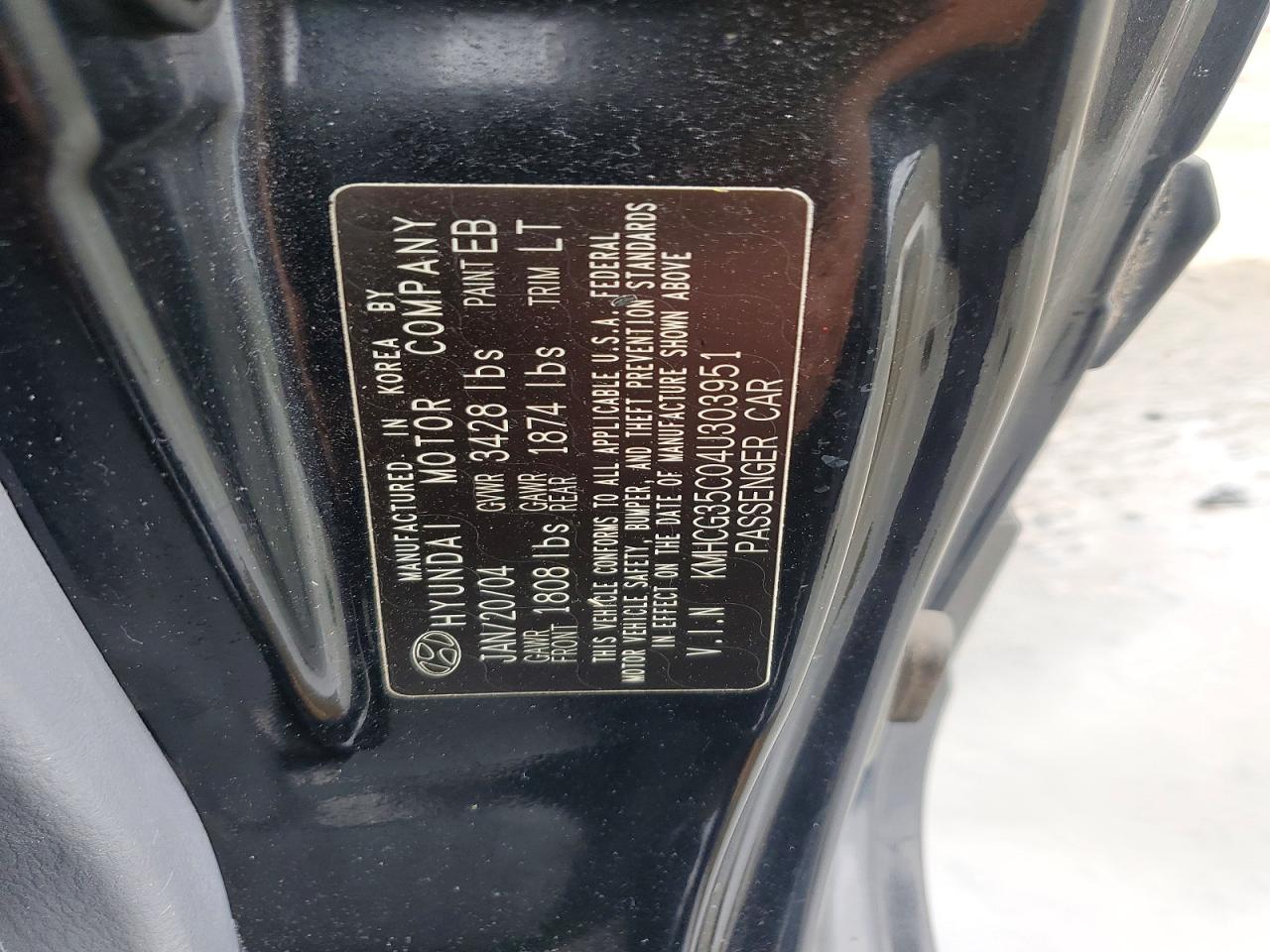 2004 Hyundai Accent Gl Black vin: KMHCG35C04U303951