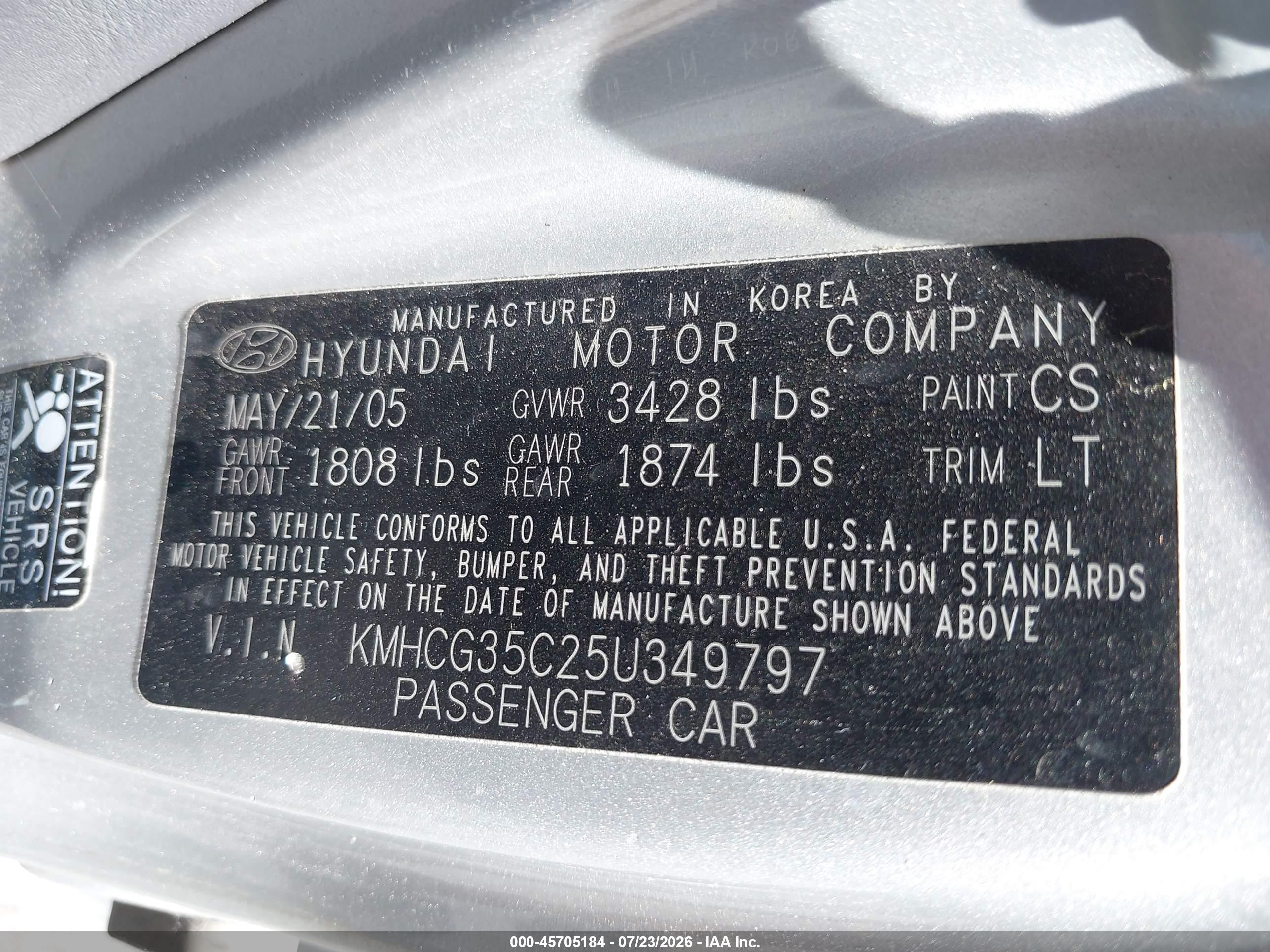 2005 Hyundai Accent Gls/gt Silver vin: KMHCG35C25U349797