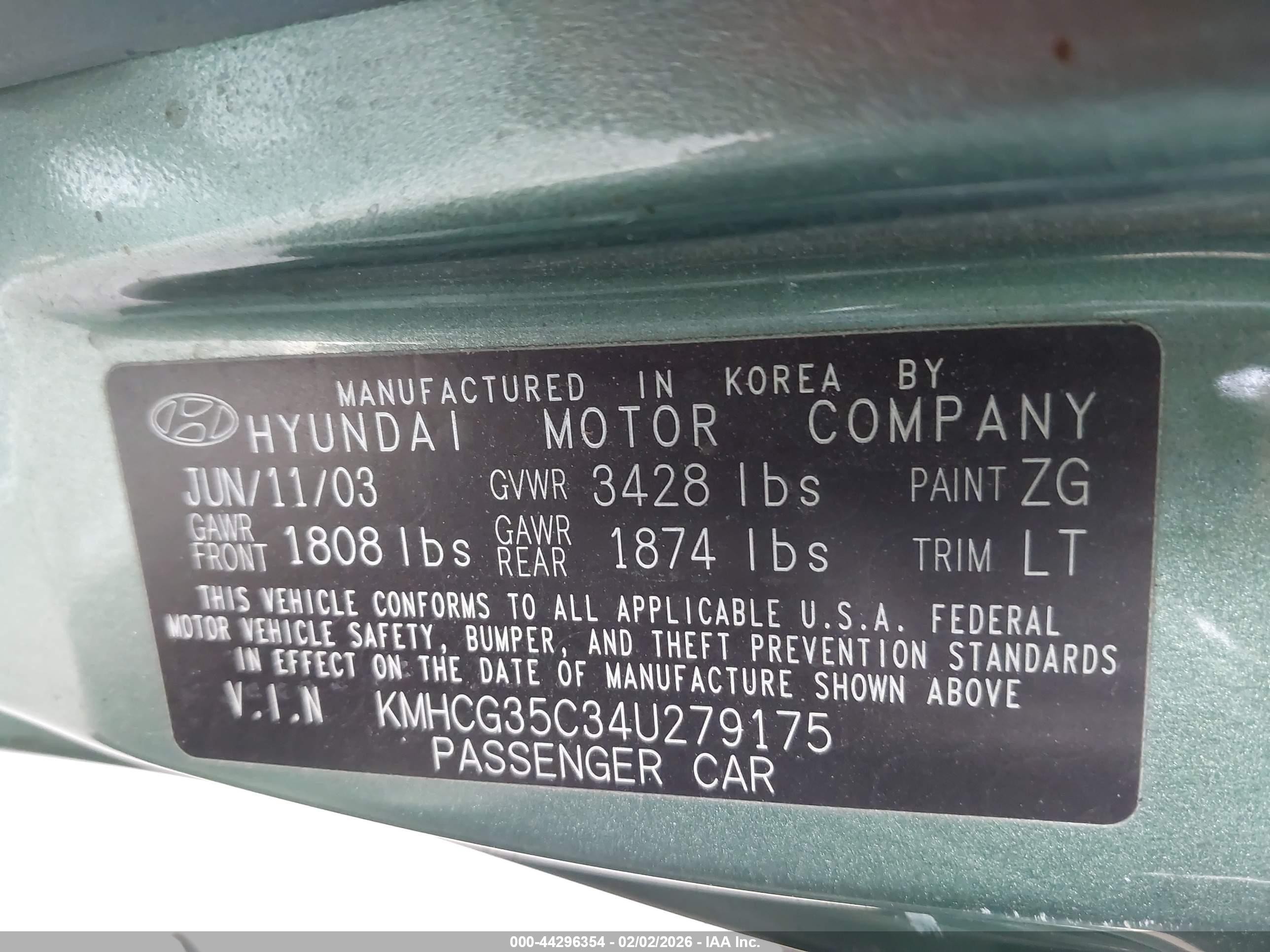 2004 Hyundai Accent Gl/gt Green vin: KMHCG35C34U279175