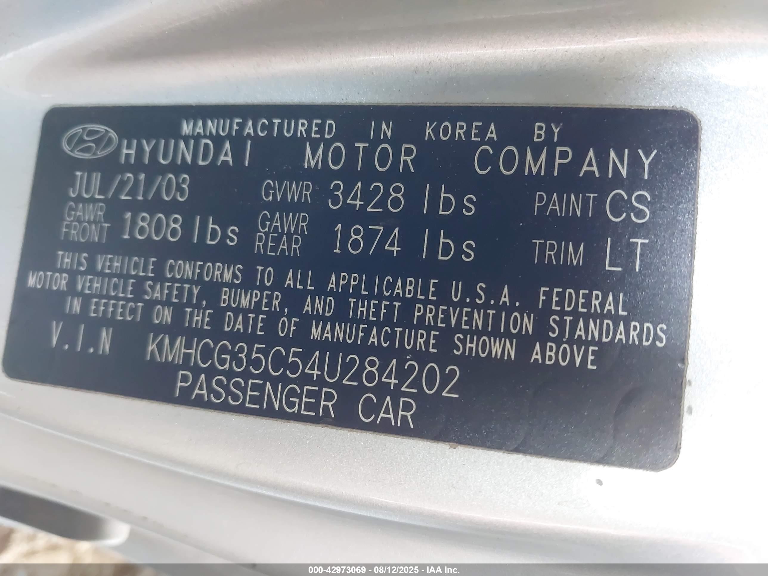 2004 Hyundai Accent Gl/gt Gray vin: KMHCG35C54U284202