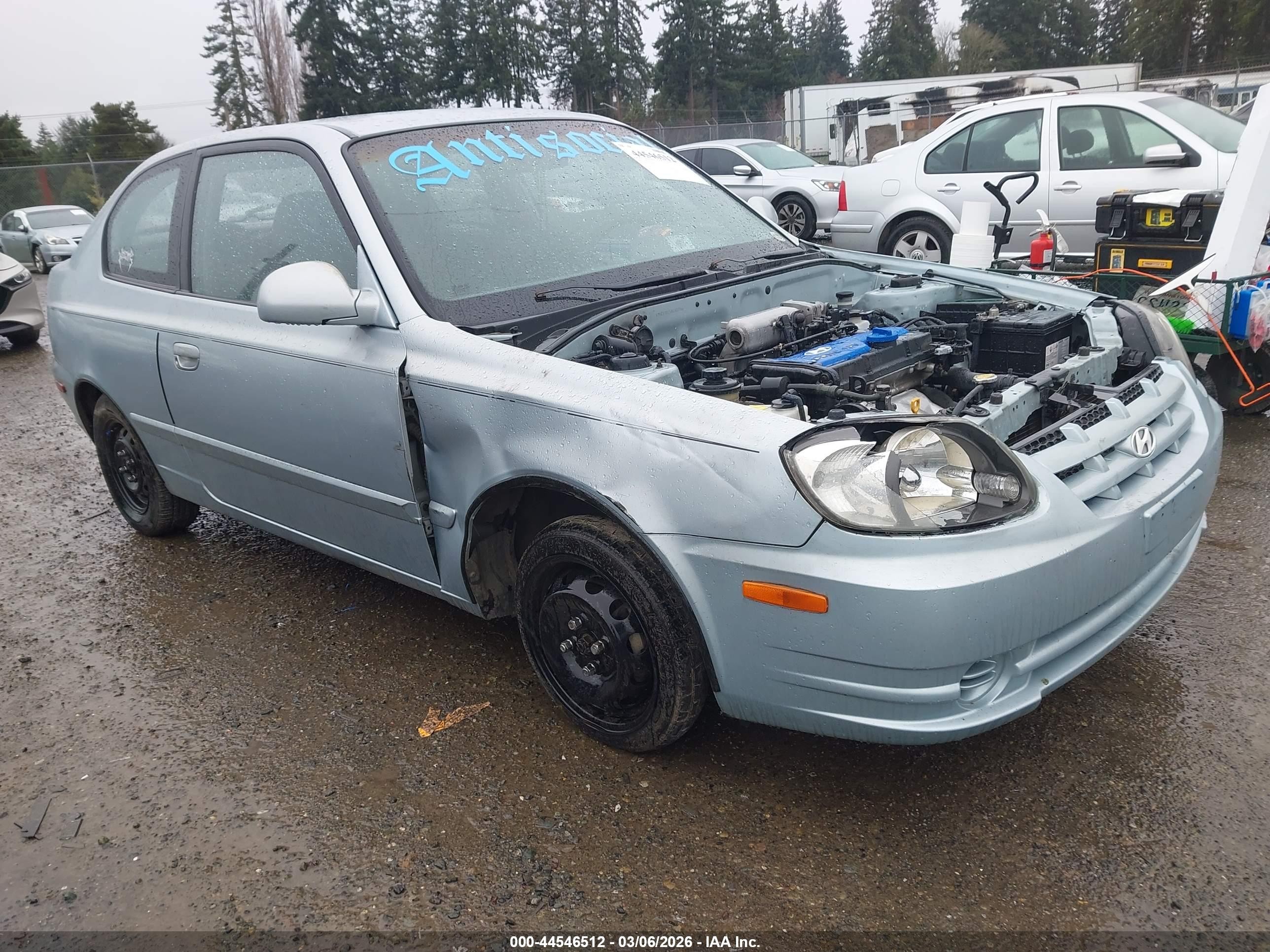 2004 Hyundai Accent Gl/gt Light Blue vin: KMHCG35C54U303766