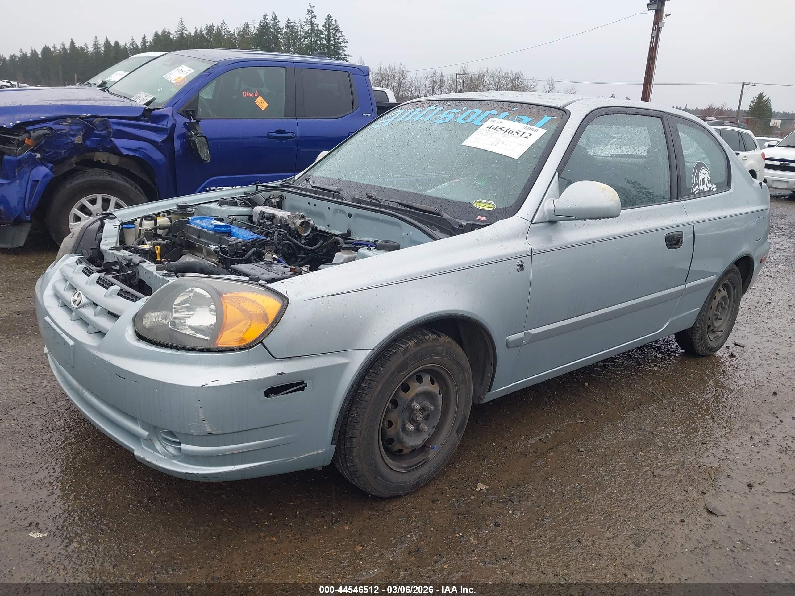 2004 Hyundai Accent Gl/gt Light Blue vin: KMHCG35C54U303766