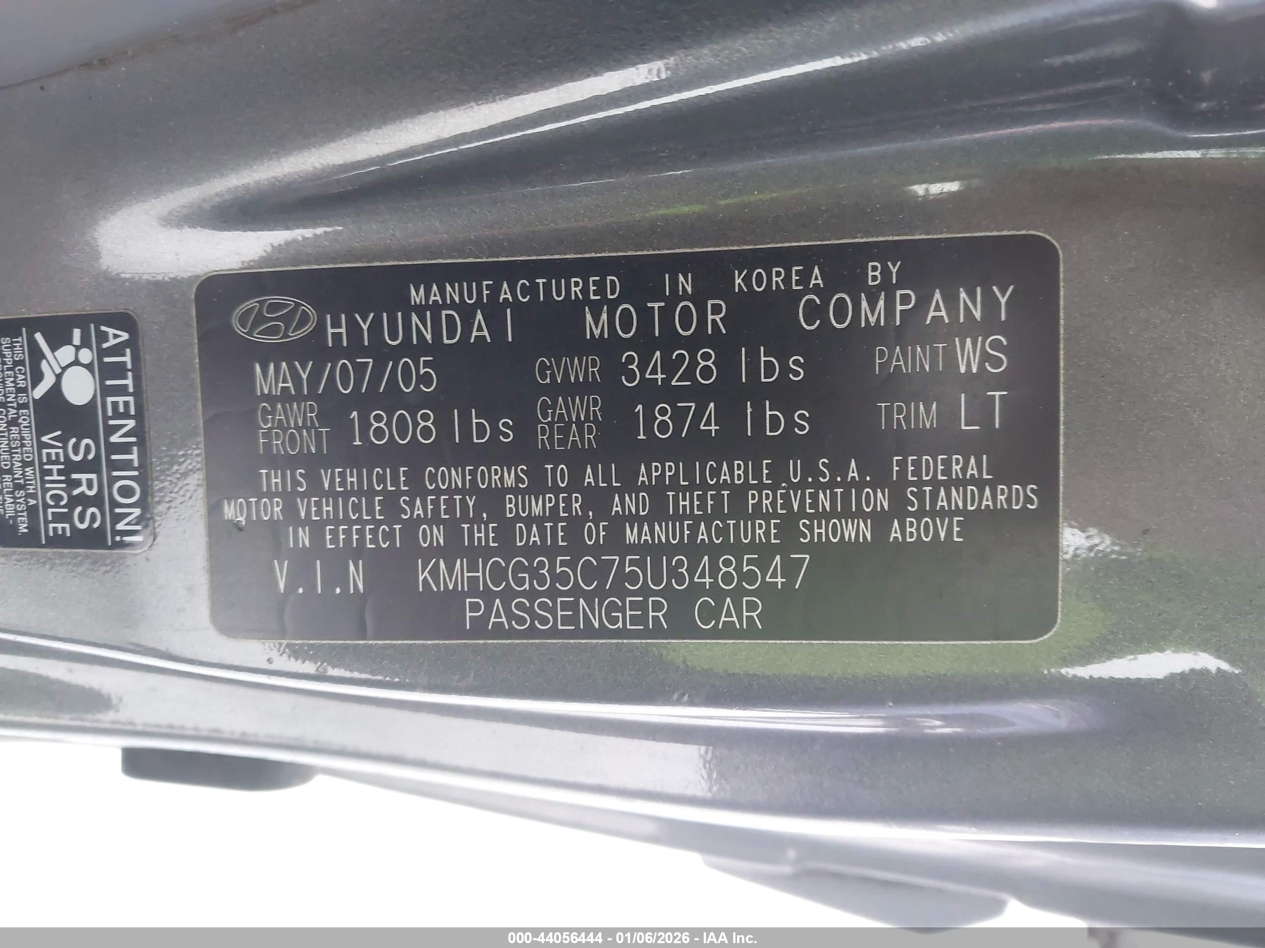 2005 Hyundai Accent Gls/gt Gray vin: KMHCG35C75U348547