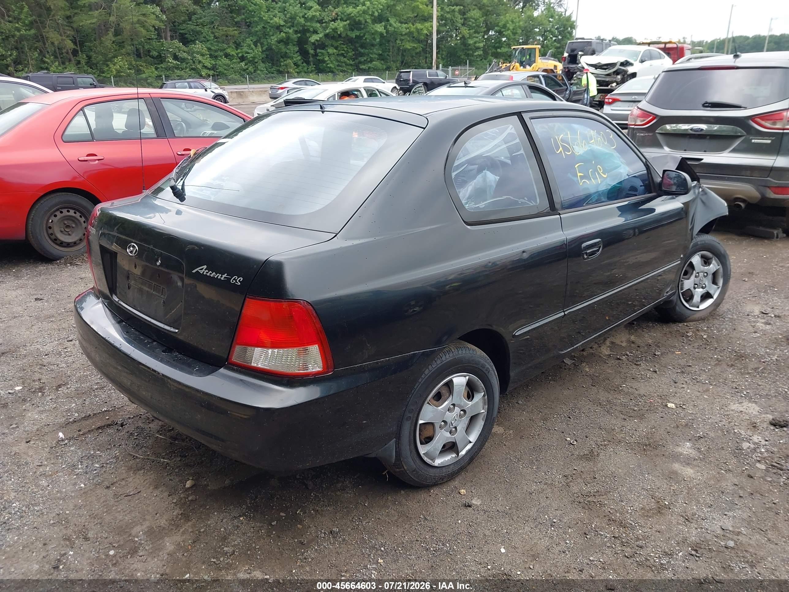 2001 Hyundai Accent Gs Black vin: KMHCG35C81U156404