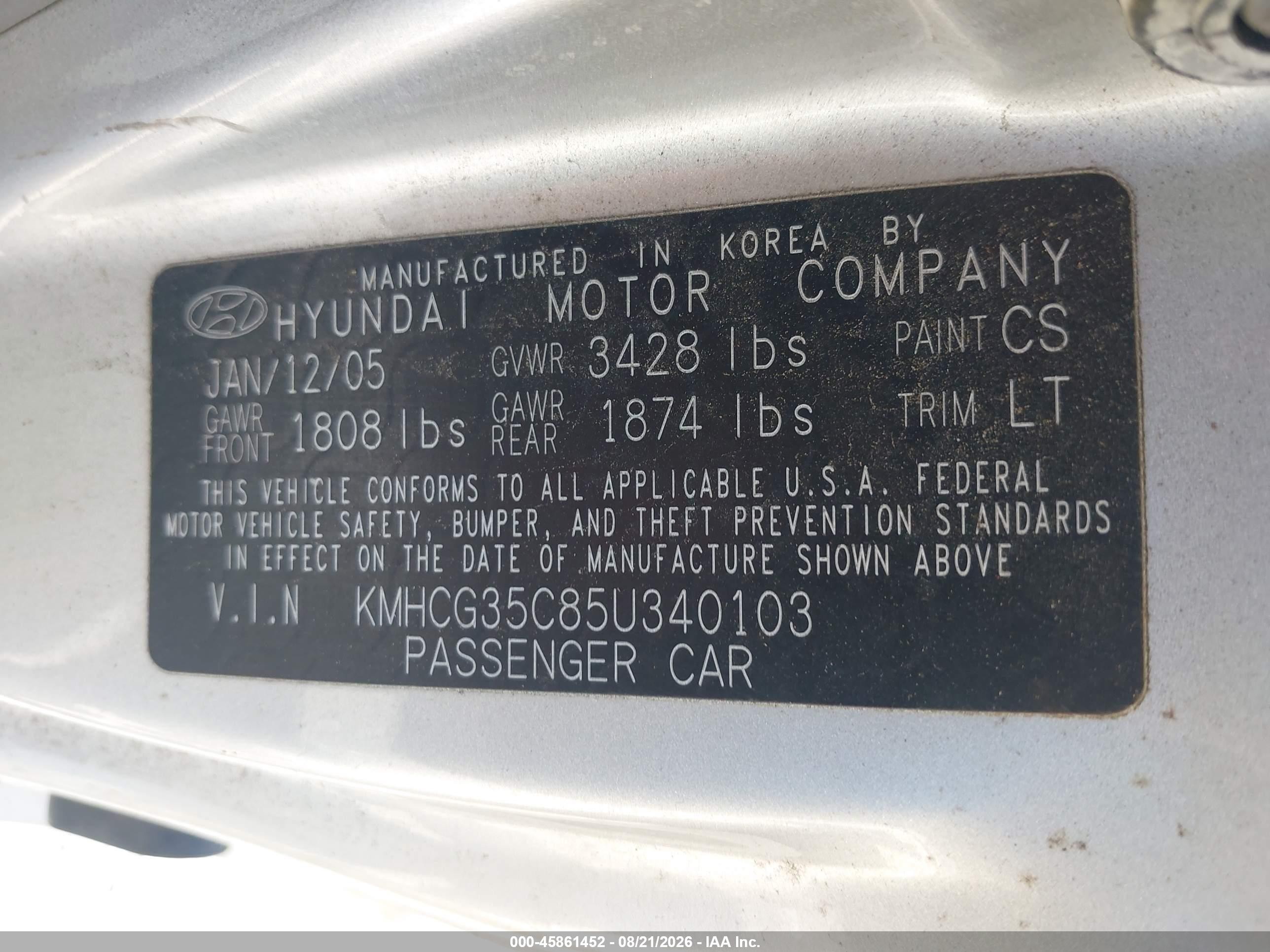 2005 Hyundai Accent Gls/gt Silver vin: KMHCG35C85U340103