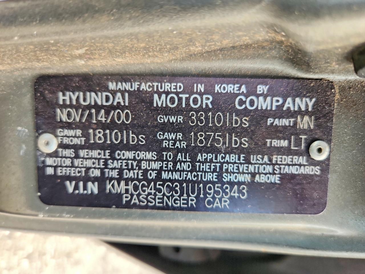 2001 Hyundai Accent Gl Серебряный vin: KMHCG45C31U195343