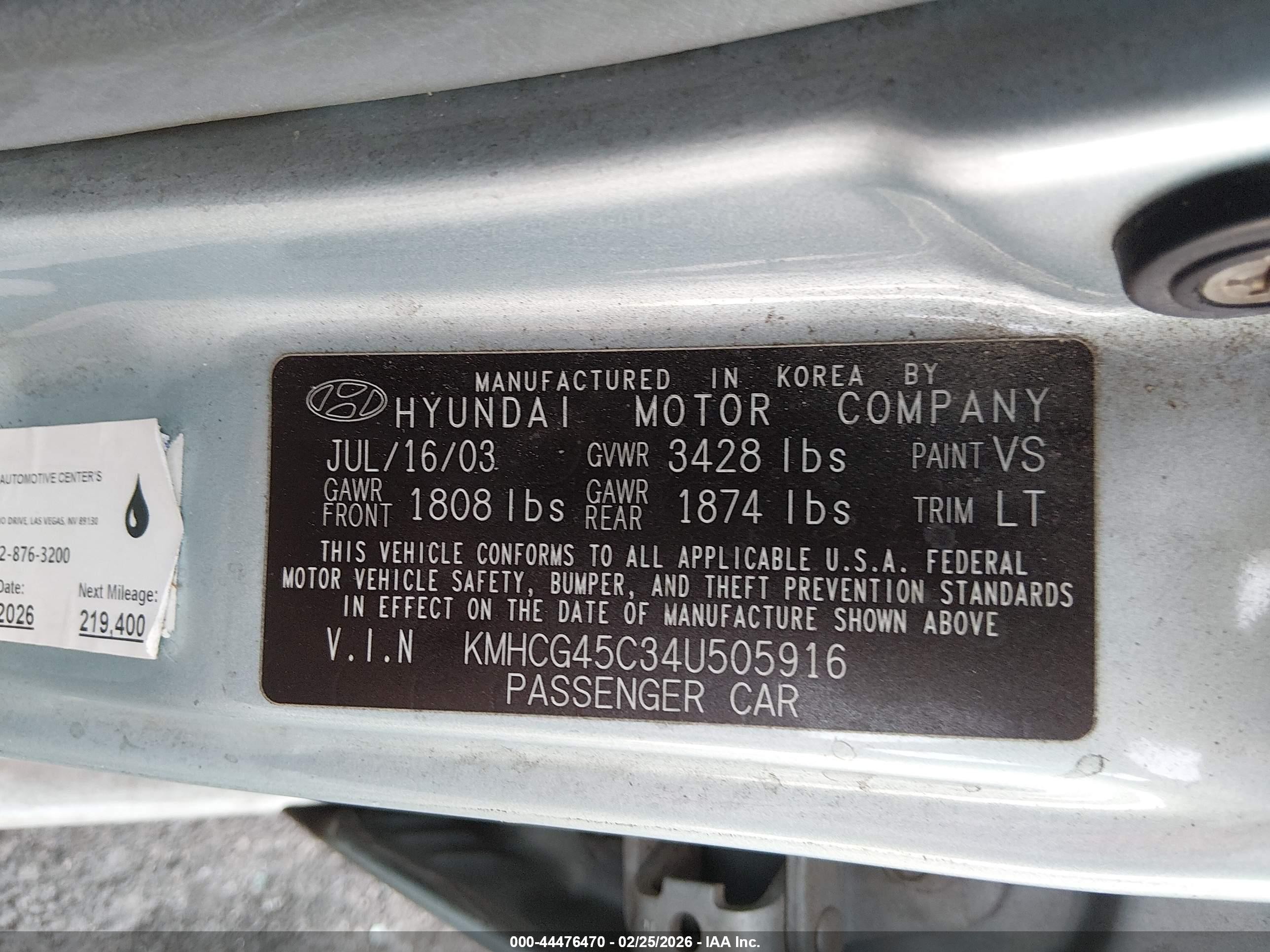 2004 Hyundai Accent Gl Blue vin: KMHCG45C34U505916