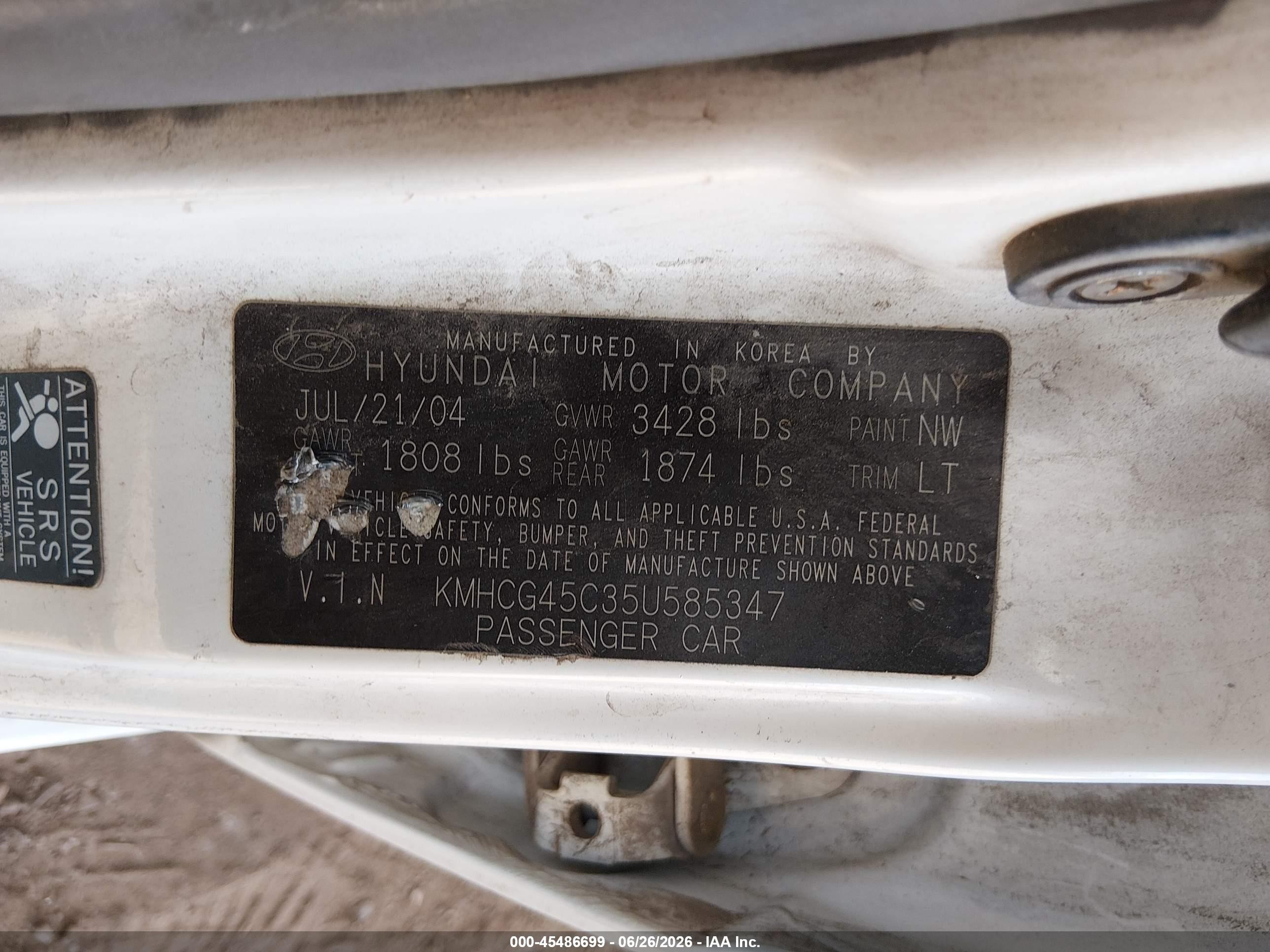 2005 Hyundai Accent Gls White vin: KMHCG45C35U585347