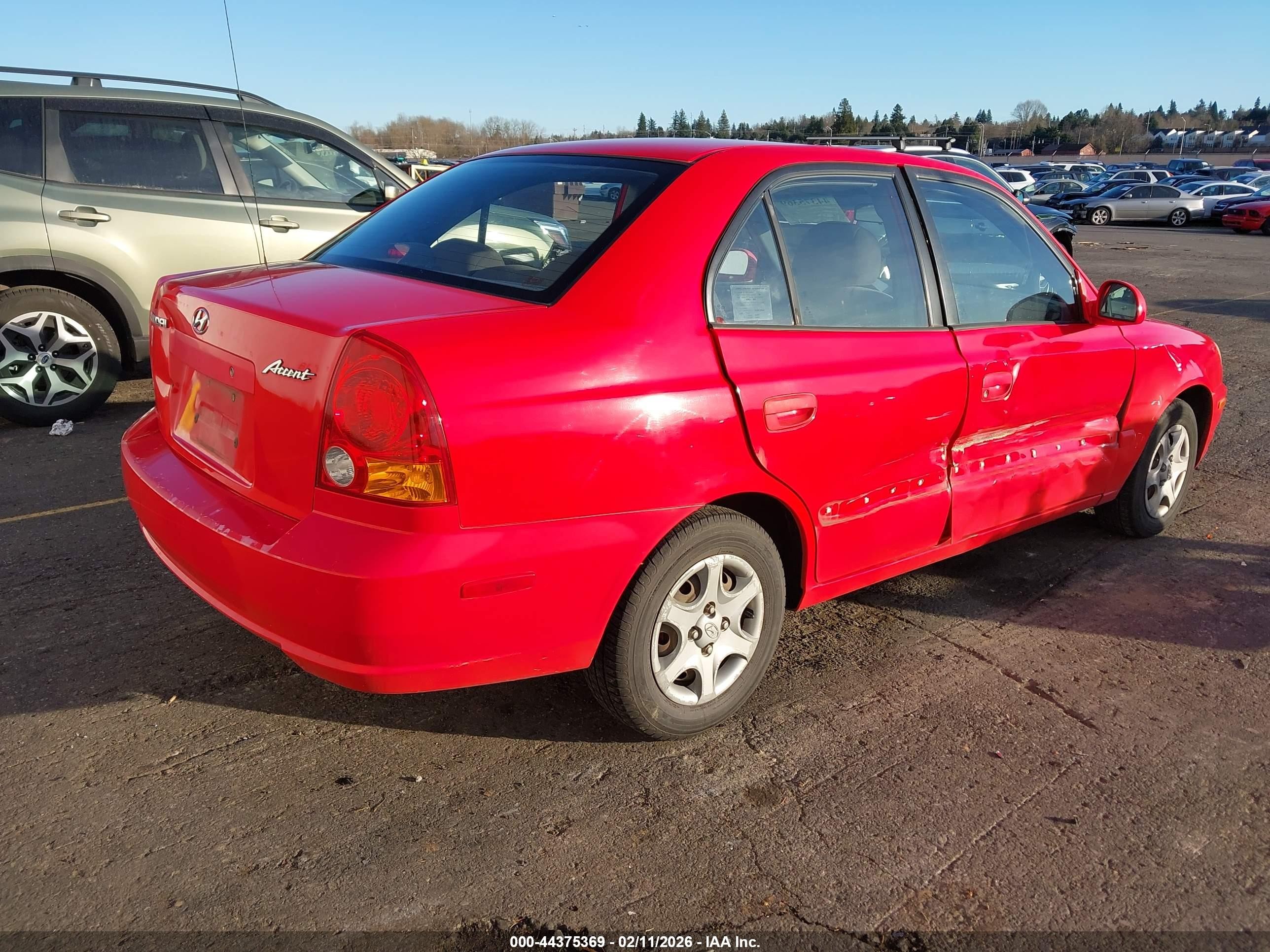 2004 Hyundai Accent Gl Red vin: KMHCG45C54U562568