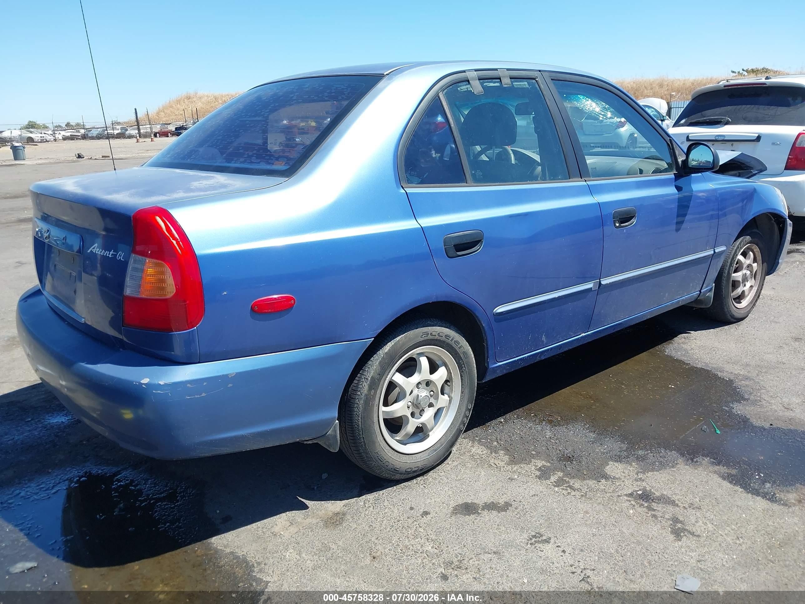 2002 Hyundai Accent Gl Blue vin: KMHCG45C62U332826