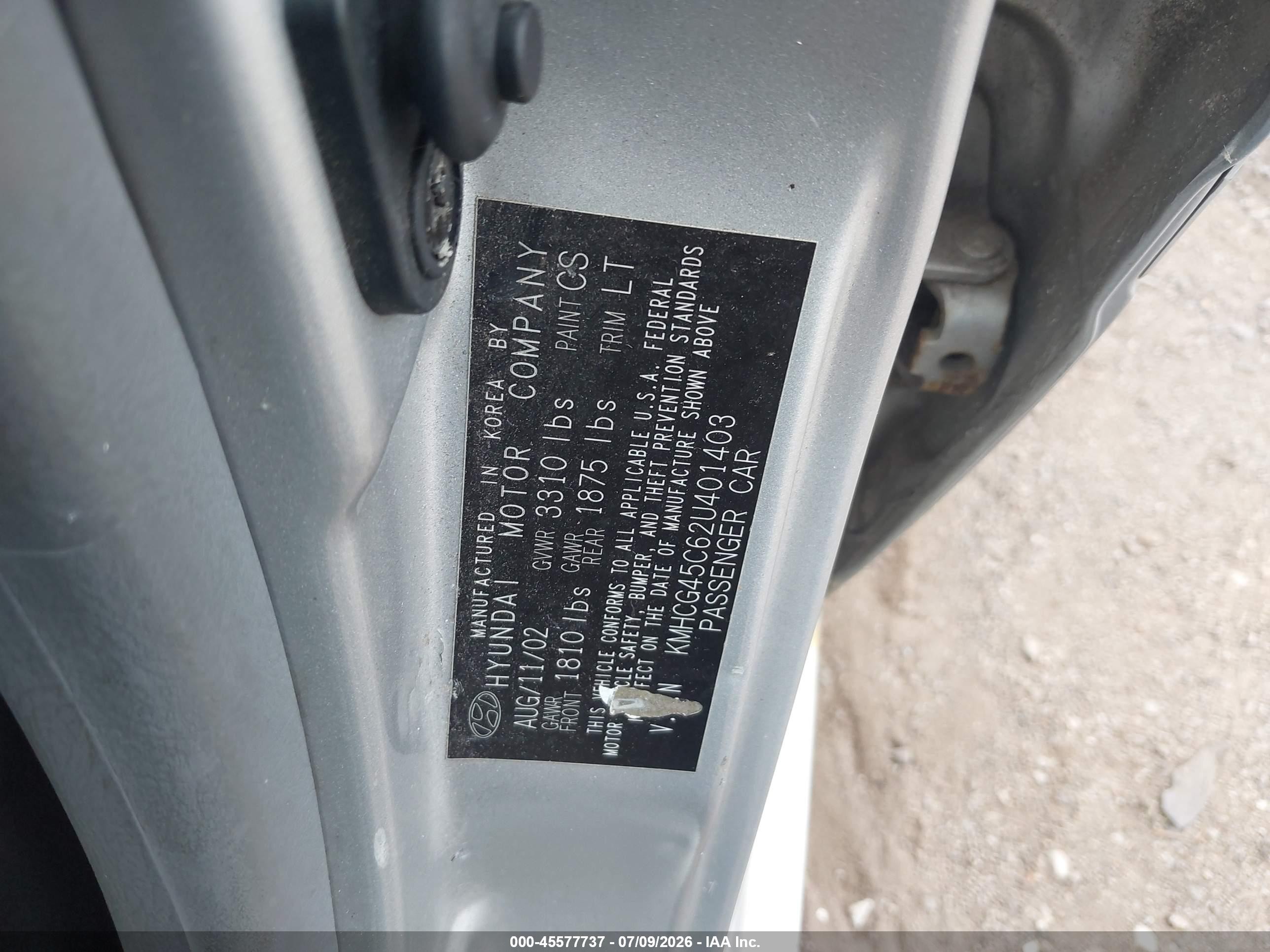 2002 Hyundai Accent Gl Серебряный vin: KMHCG45C62U401403