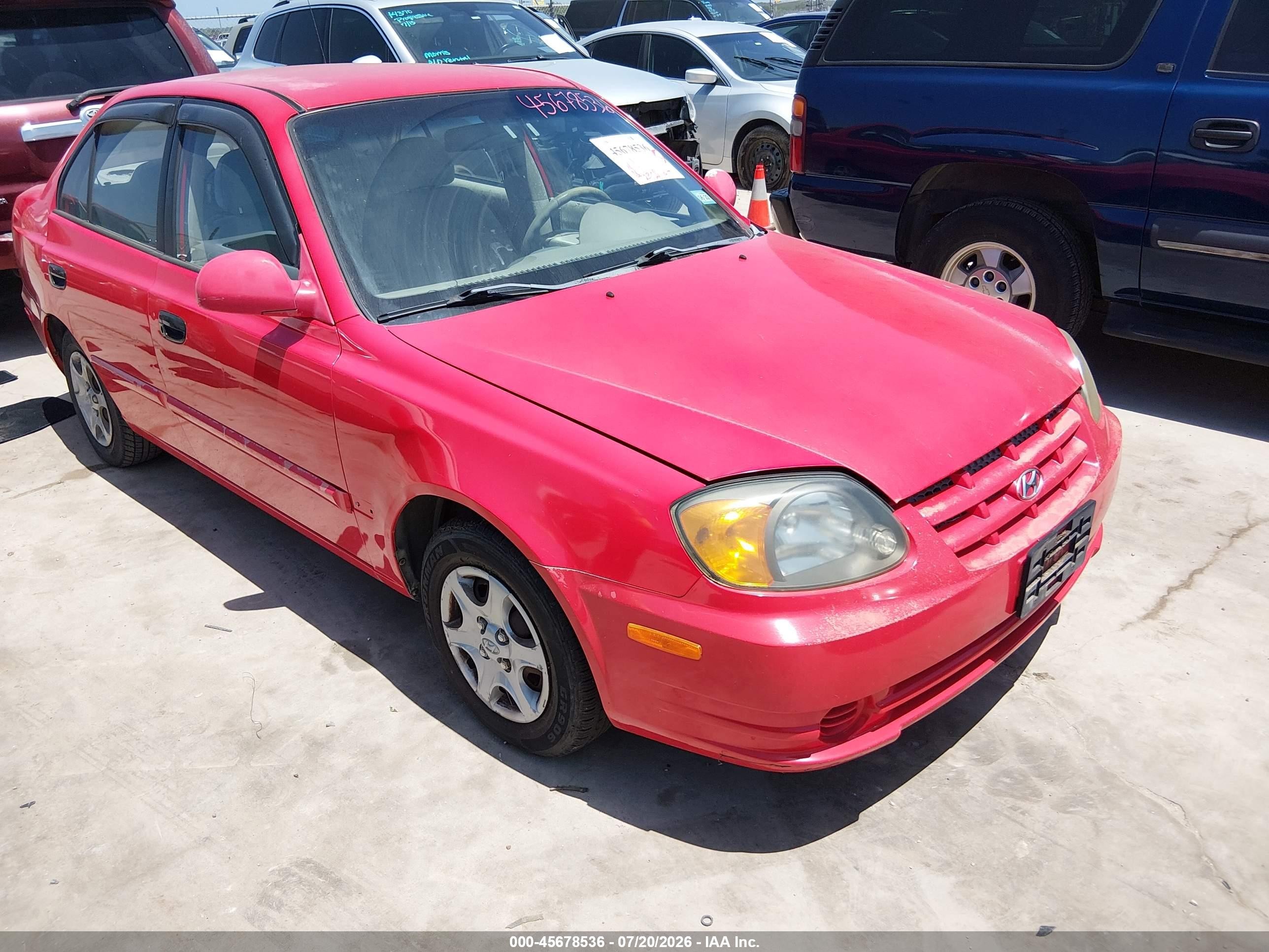 2003 Hyundai Accent Gl Red vin: KMHCG45C63U466723