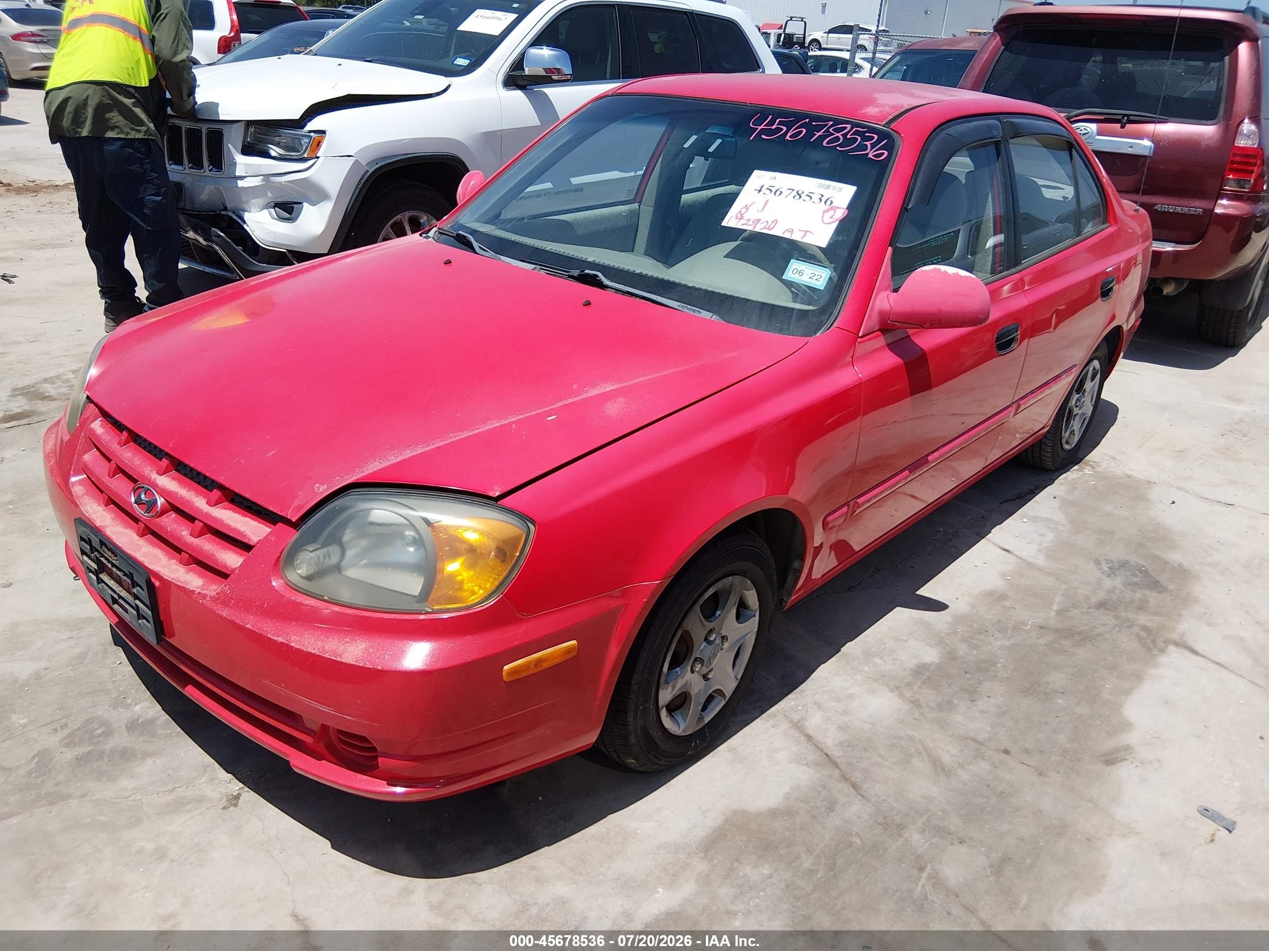 2003 Hyundai Accent Gl Red vin: KMHCG45C63U466723