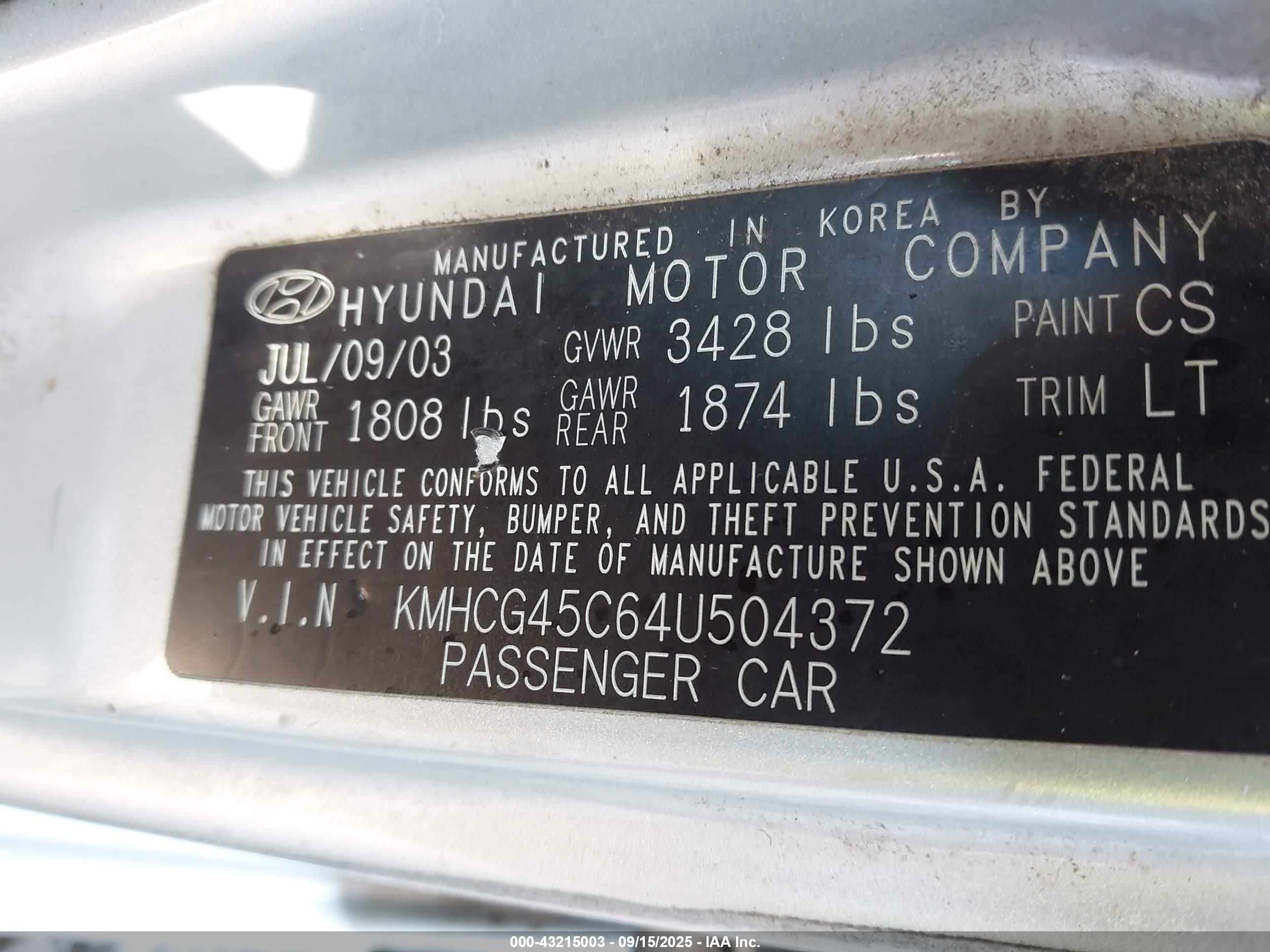 2004 Hyundai Accent Gl Silver vin: KMHCG45C64U504372