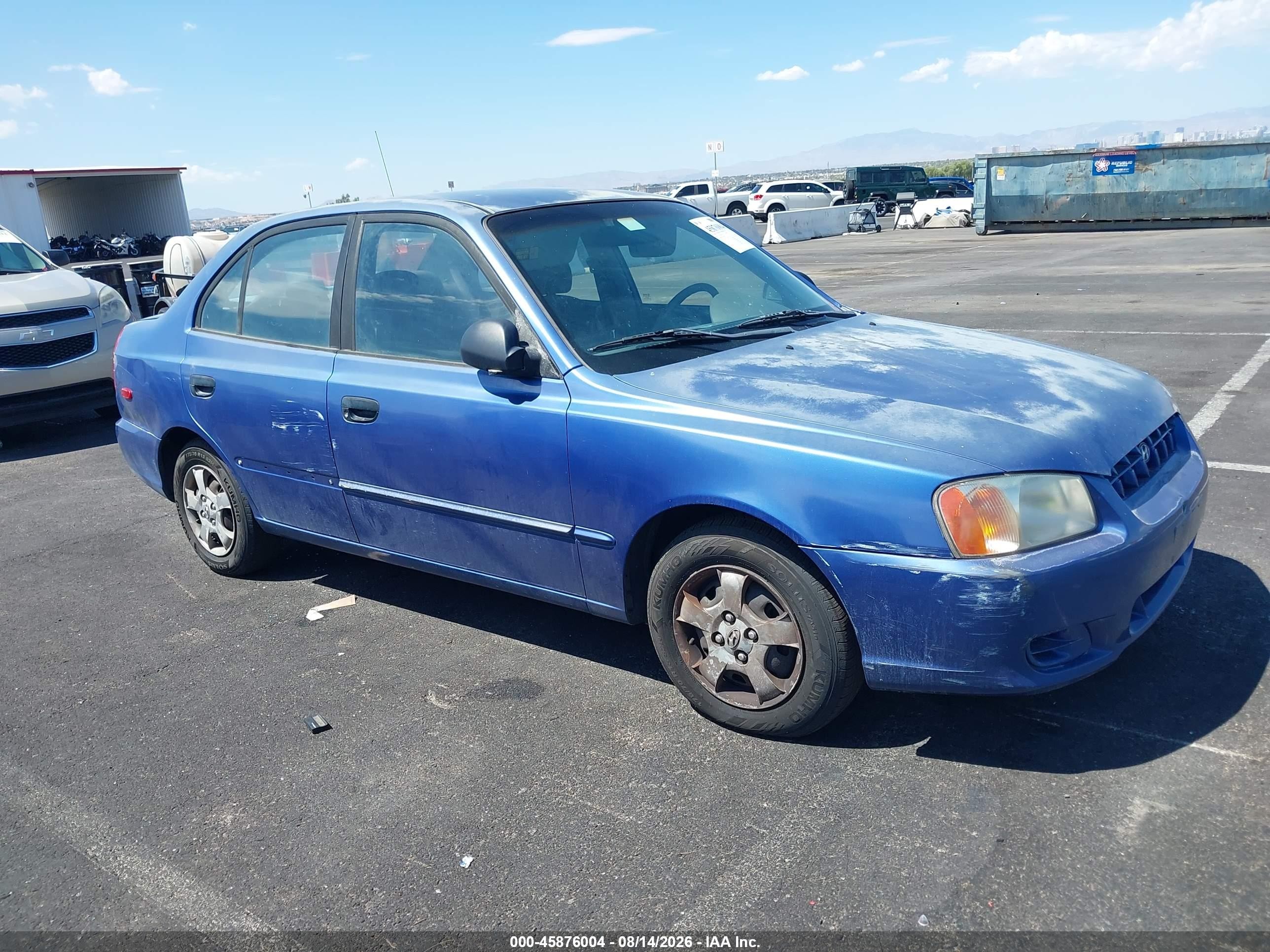 2002 Hyundai Accent Gl Blue vin: KMHCG45C72U340594