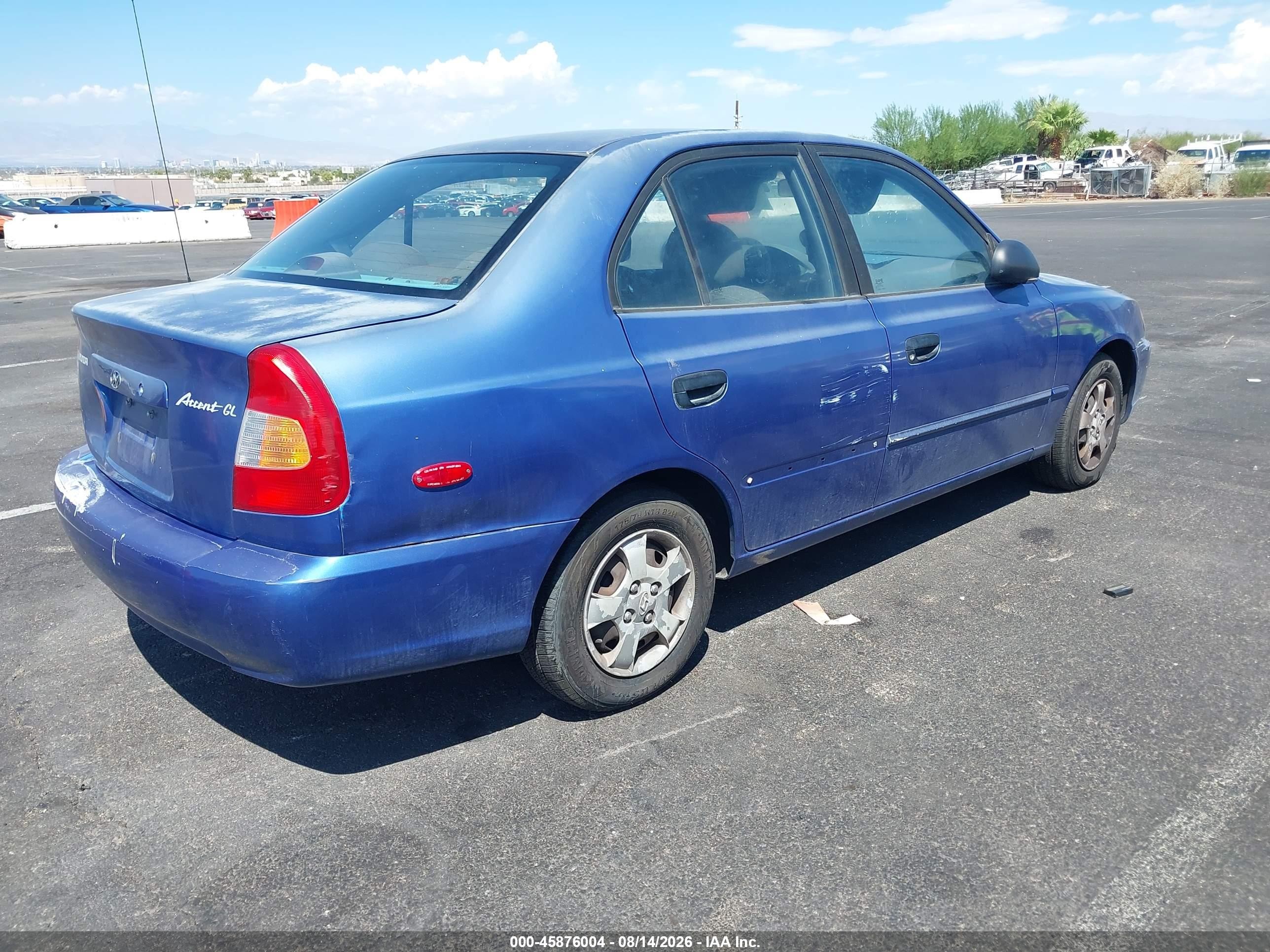 2002 Hyundai Accent Gl Blue vin: KMHCG45C72U340594