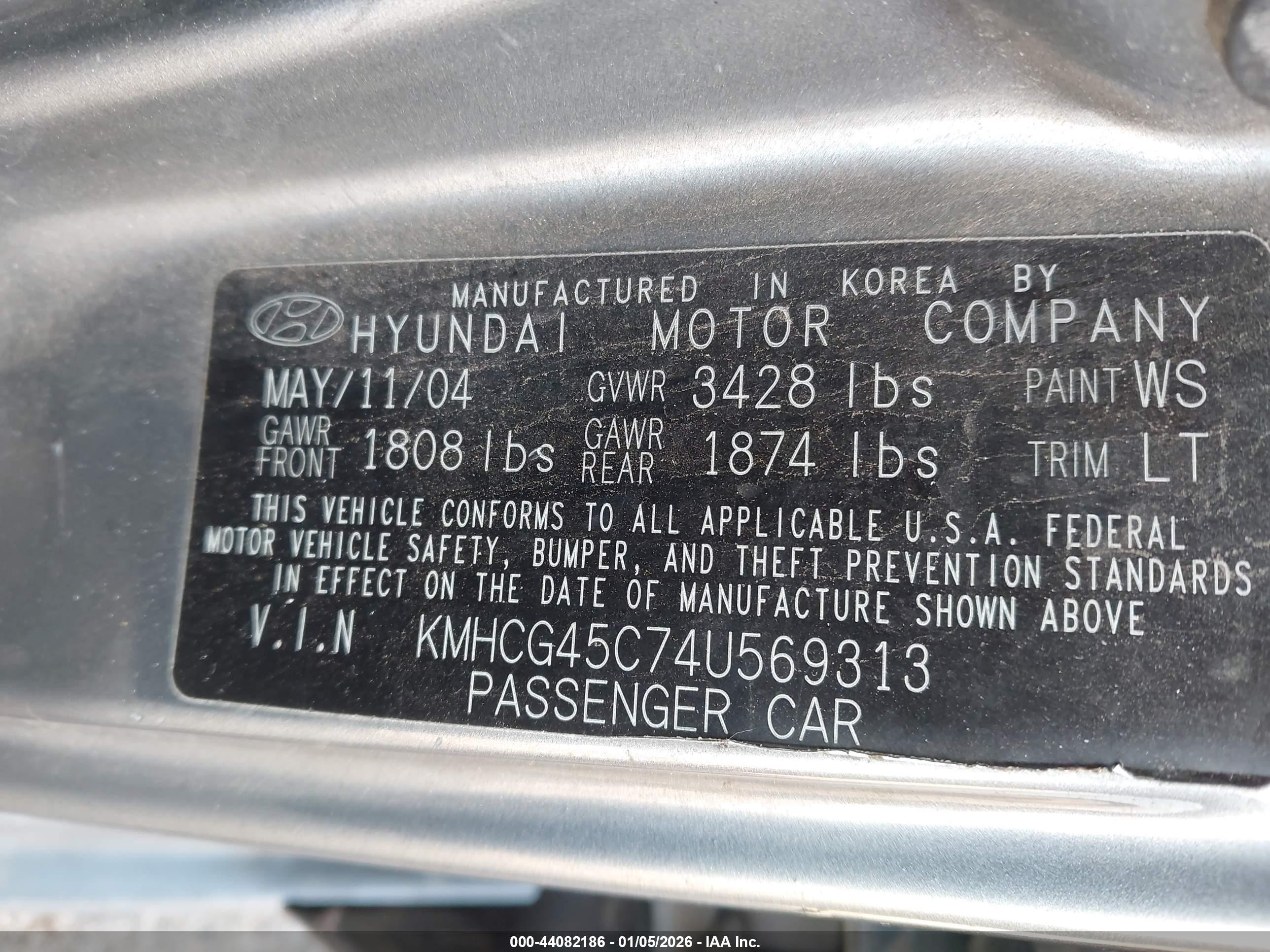 2004 Hyundai Accent Gl Gray vin: KMHCG45C74U569313