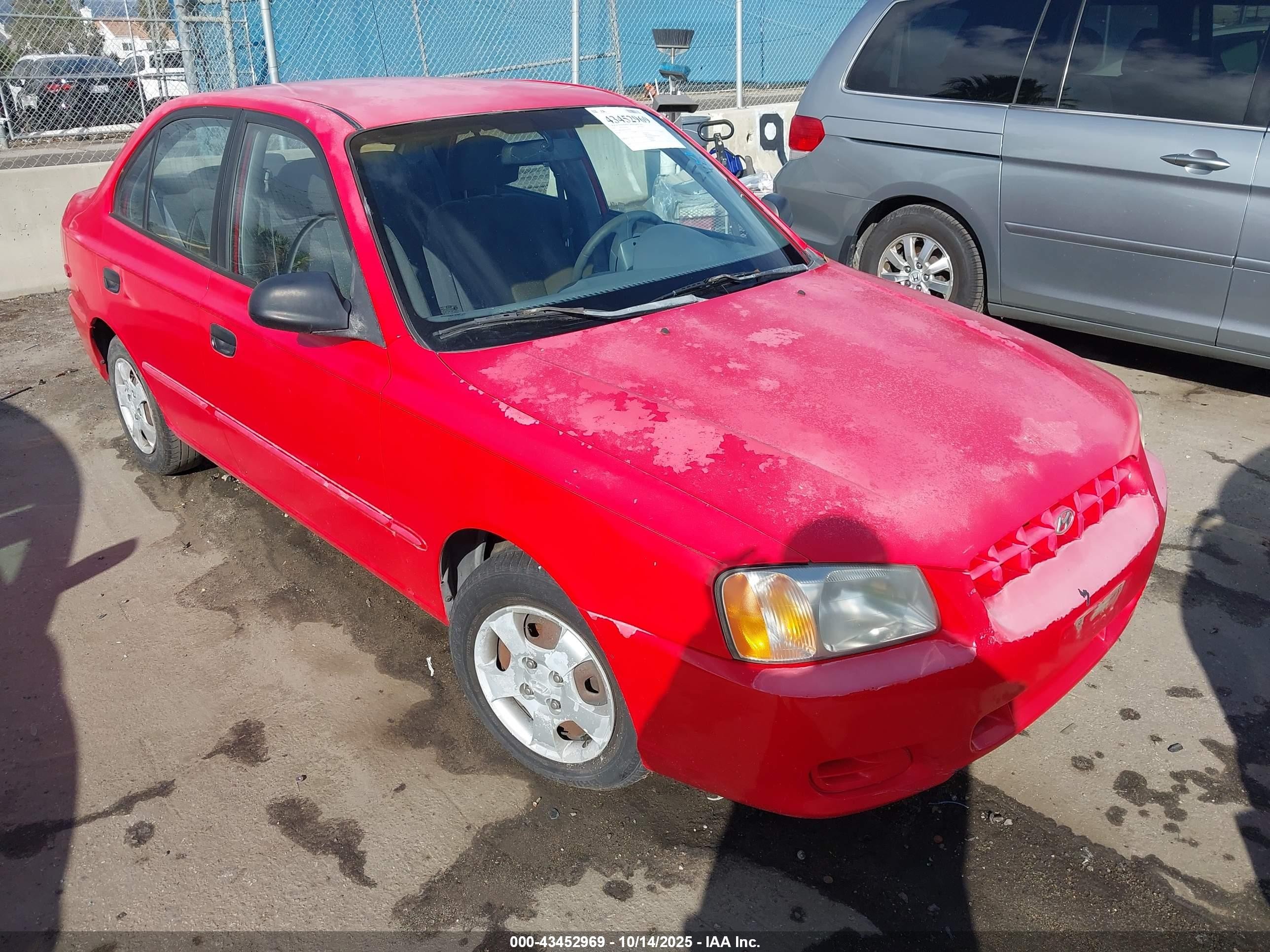 2001 Hyundai Accent Gl Red vin: KMHCG45C81U244150