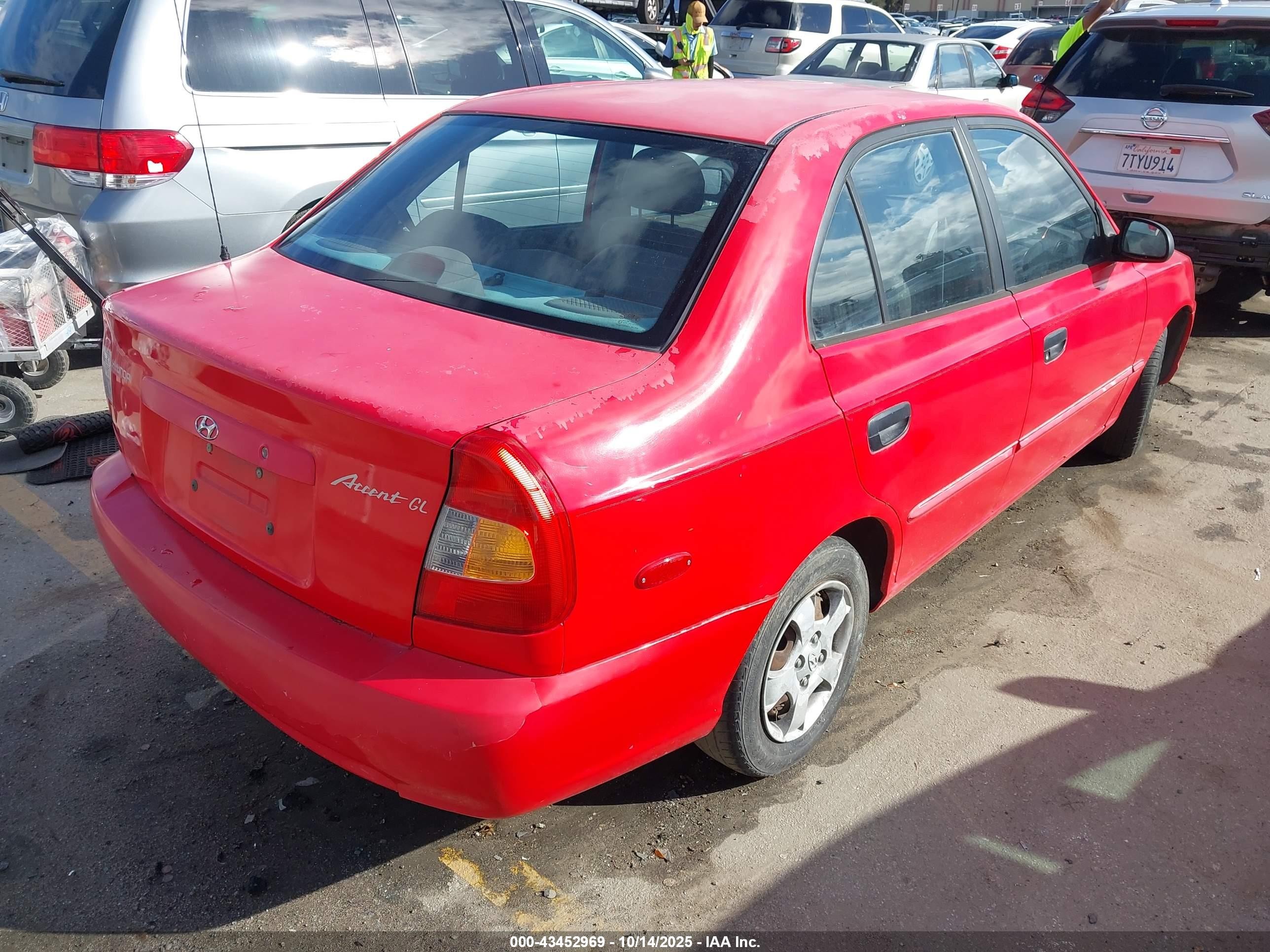 2001 Hyundai Accent Gl Красный vin: KMHCG45C81U244150