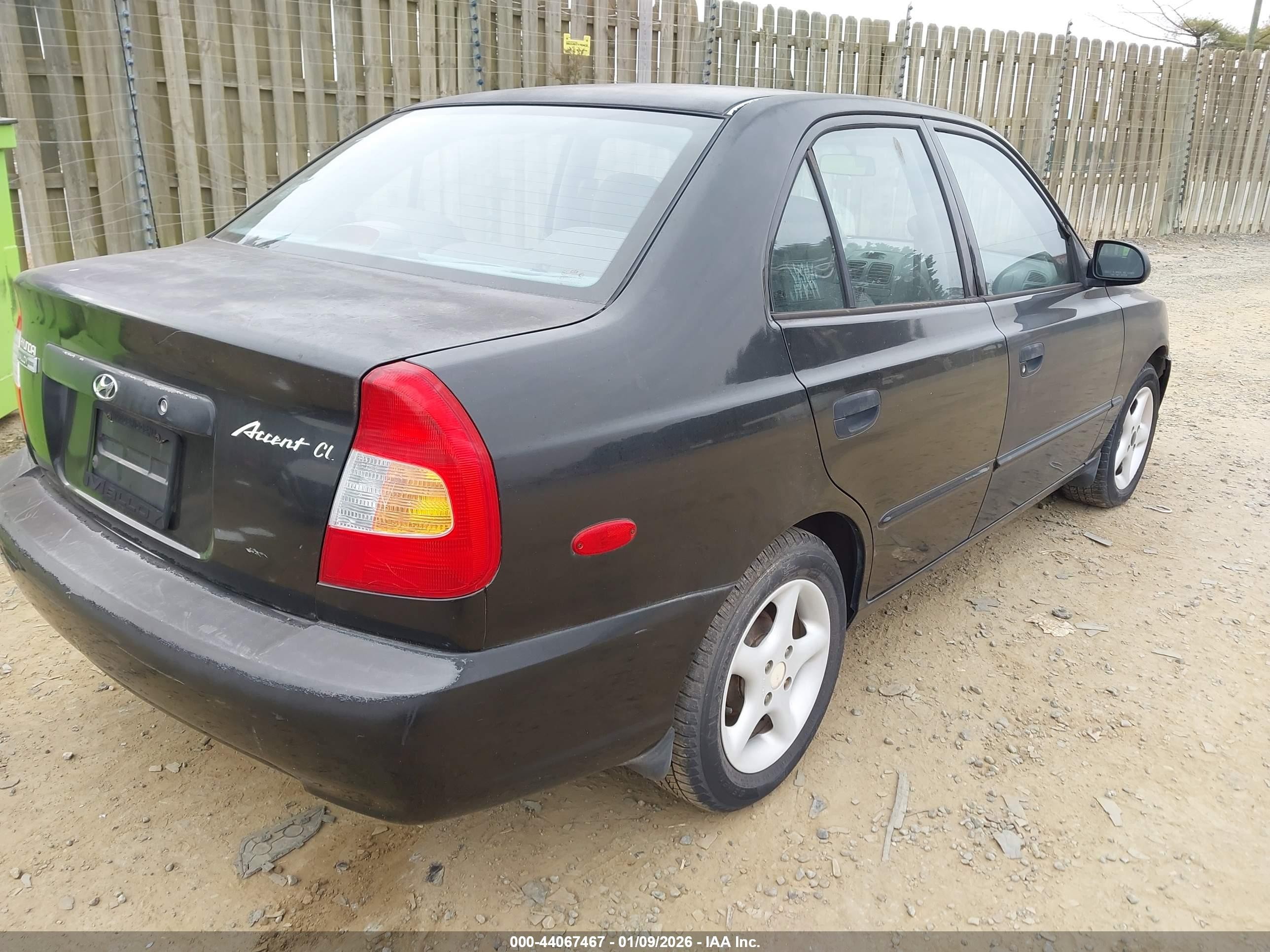 2001 Hyundai Accent Gl Black vin: KMHCG45C91U160483