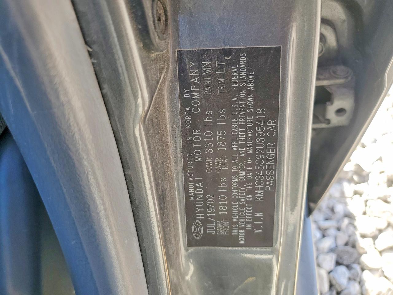 2002 Hyundai Accent Gl Gray vin: KMHCG45C92U395418