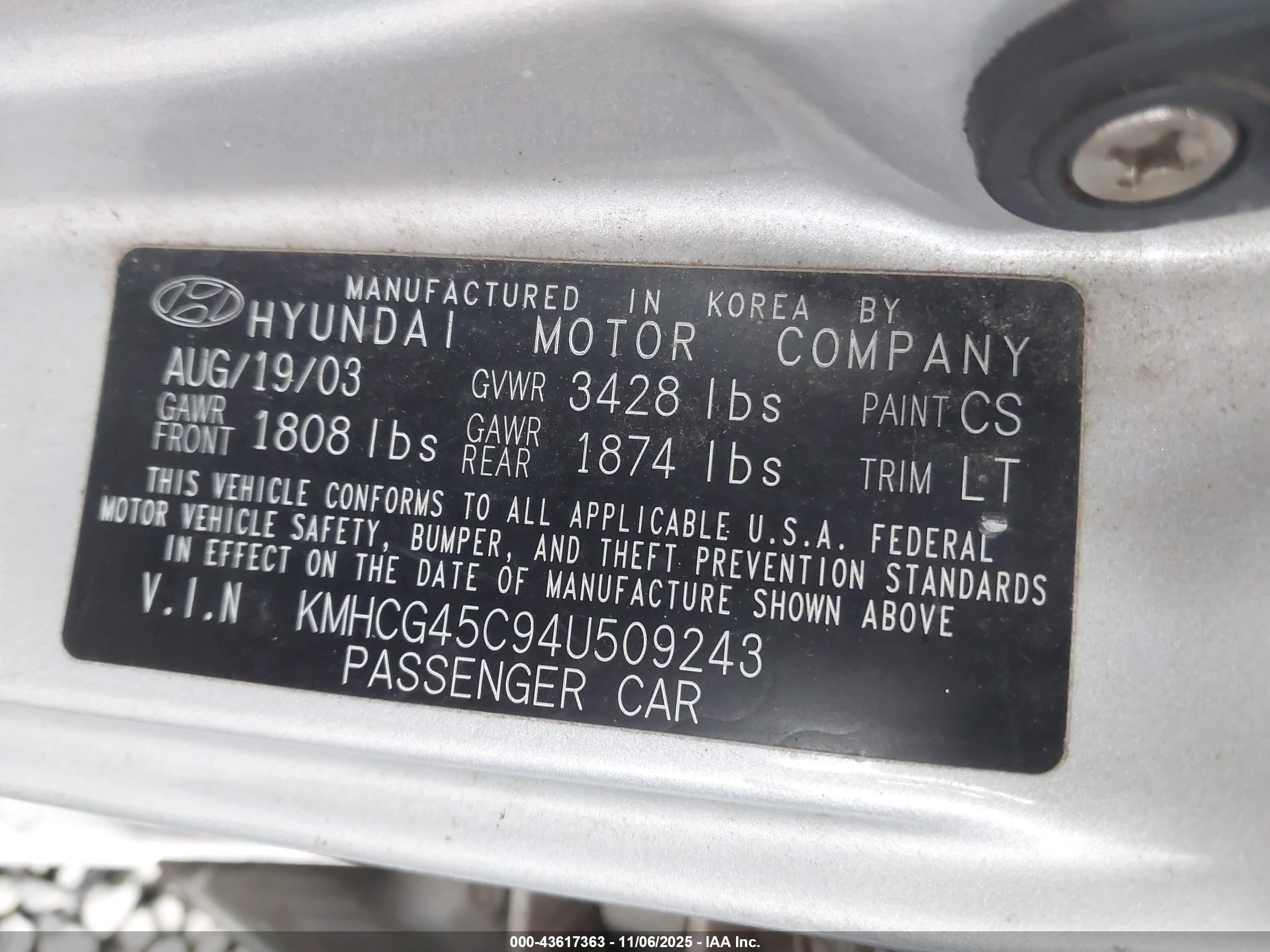 2004 Hyundai Accent Gl Silver vin: KMHCG45C94U509243