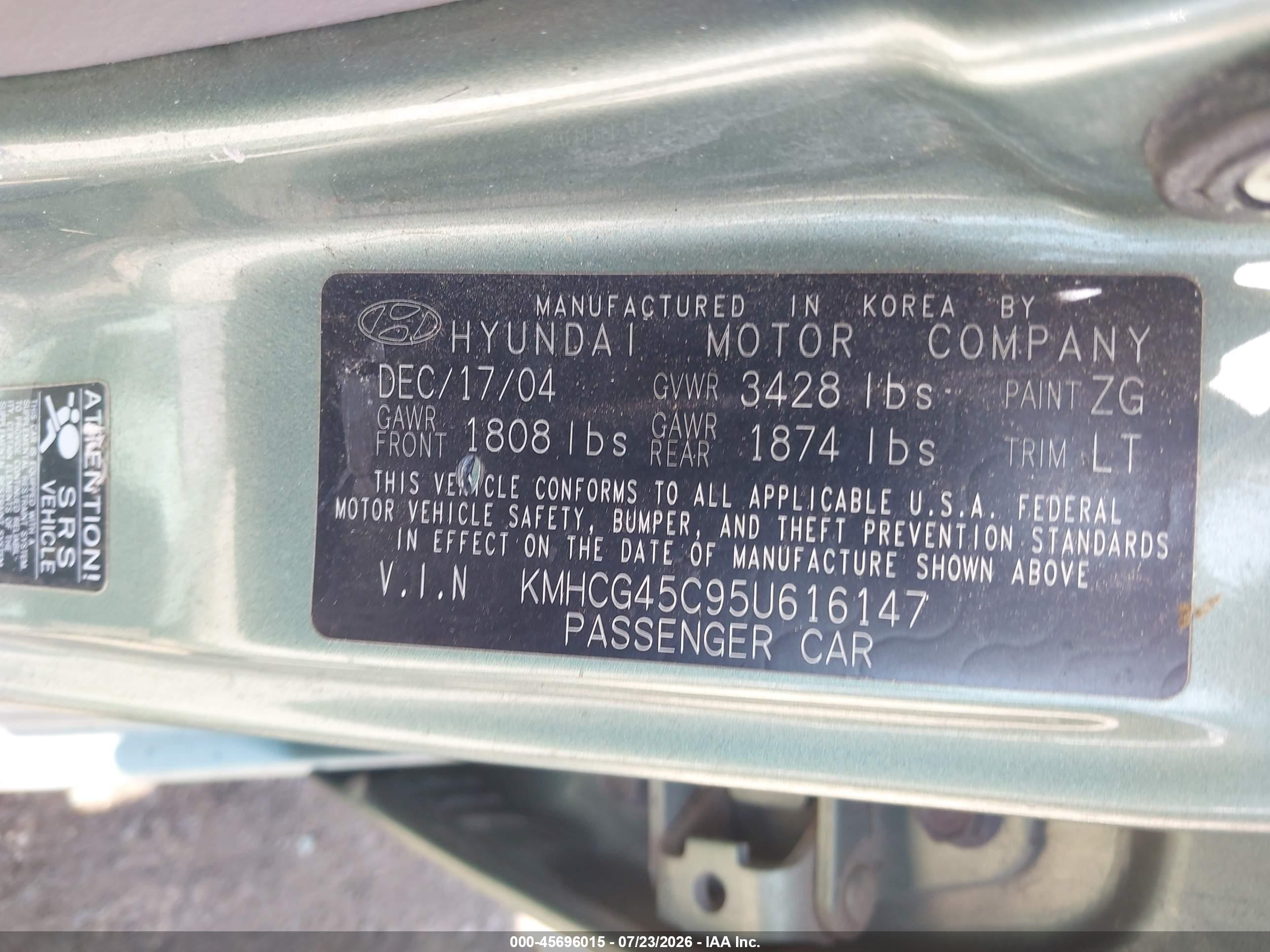 2005 Hyundai Accent Gls Green vin: KMHCG45C95U616147