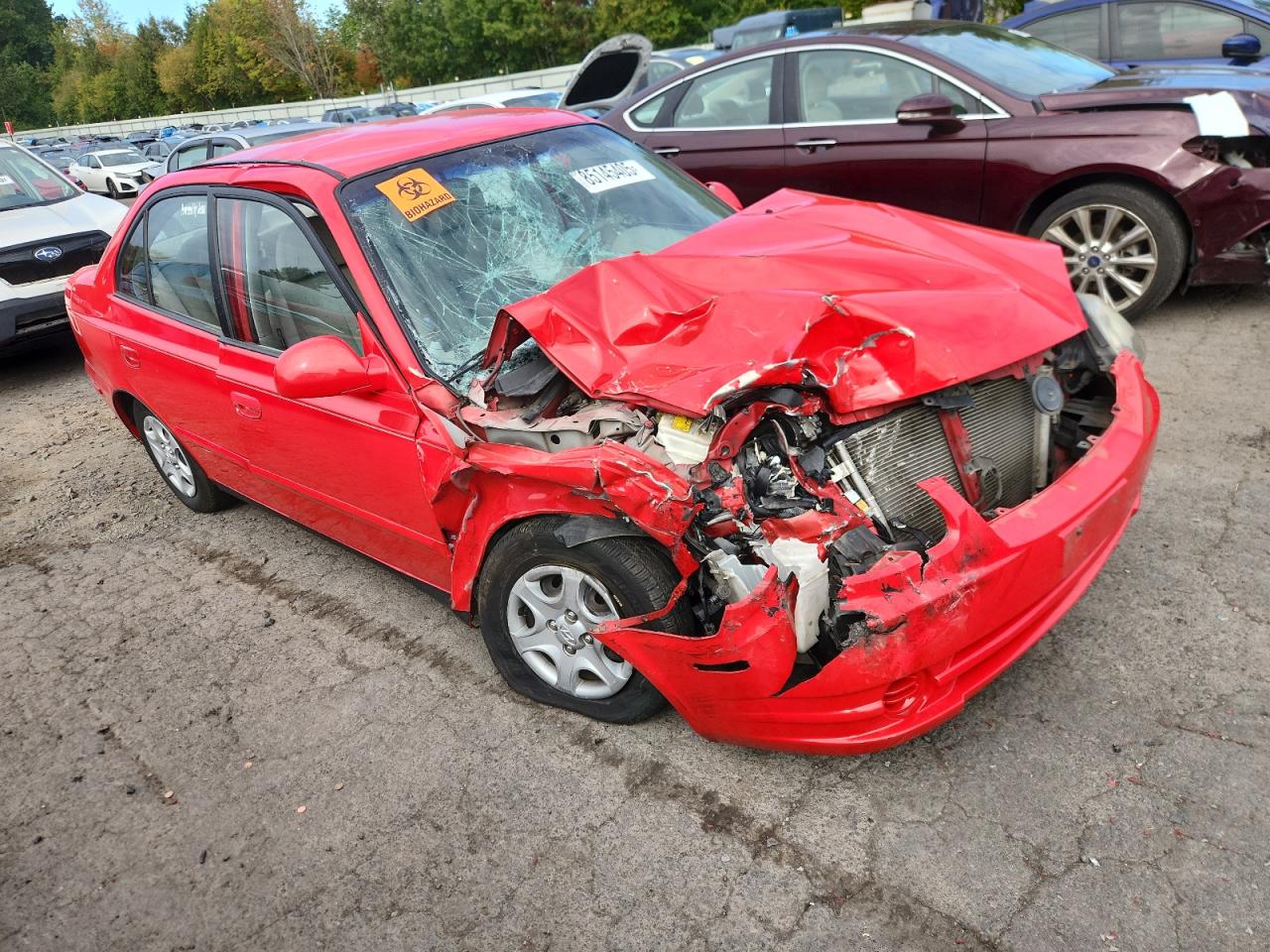 2004 Hyundai Accent Gl Red vin: KMHCG45CX4U504214