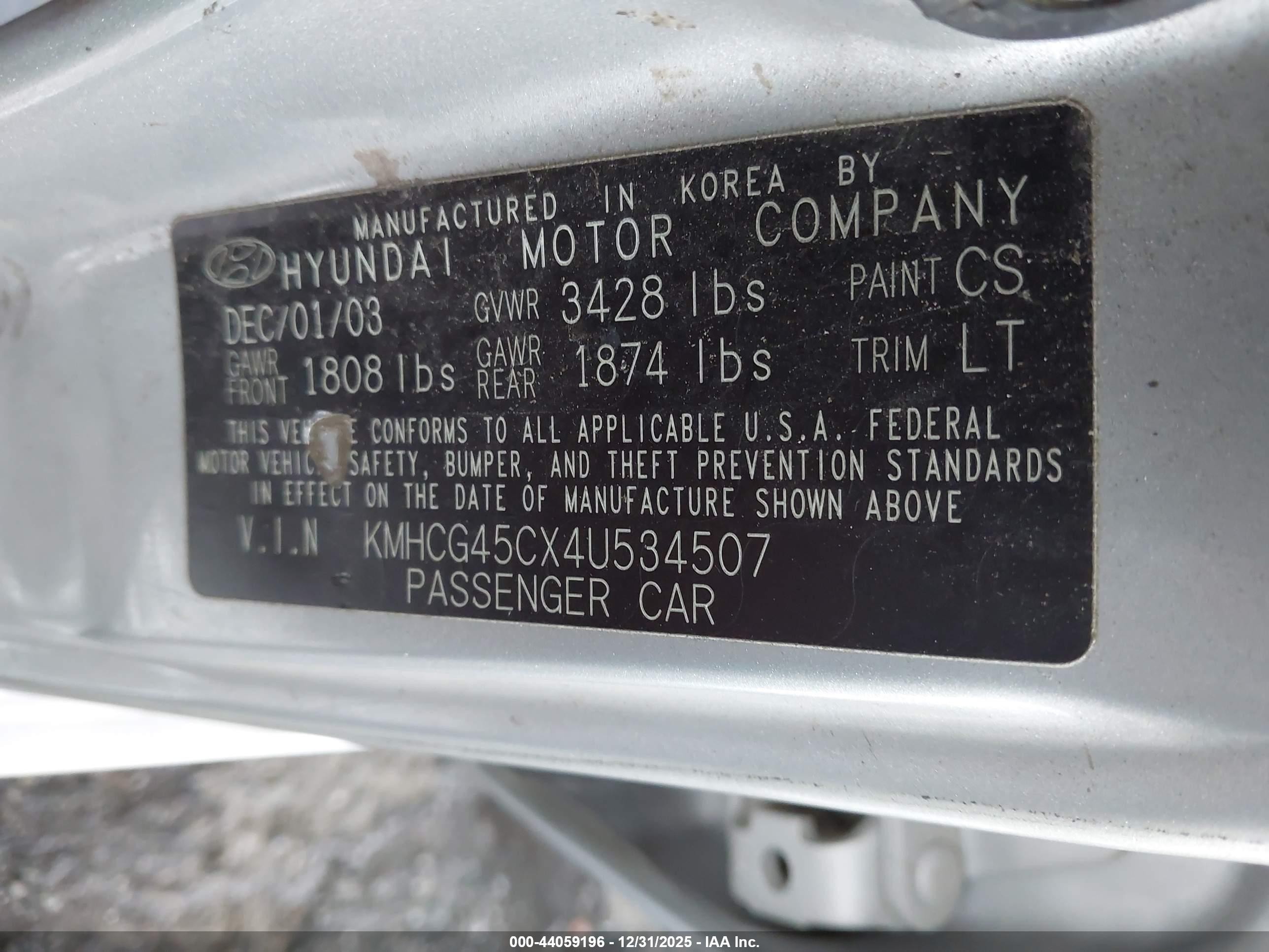 2004 Hyundai Accent Gl Серебряный vin: KMHCG45CX4U534507