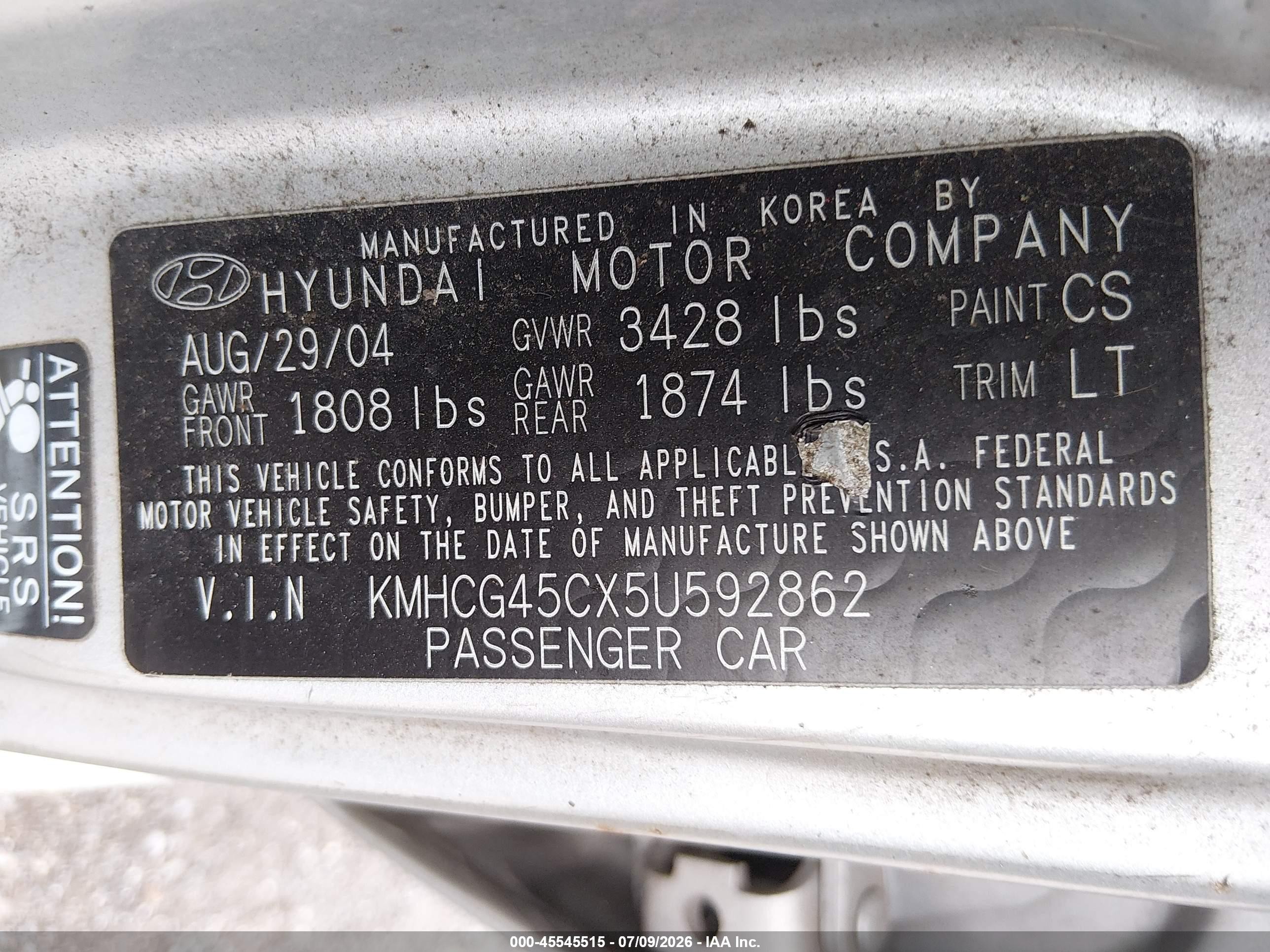 2005 Hyundai Accent Gls Silver vin: KMHCG45CX5U592862