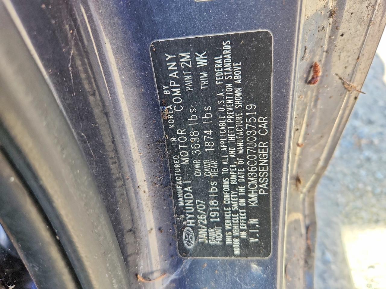 2007 Hyundai Accent Gs Gray vin: KMHCM36C07U037519