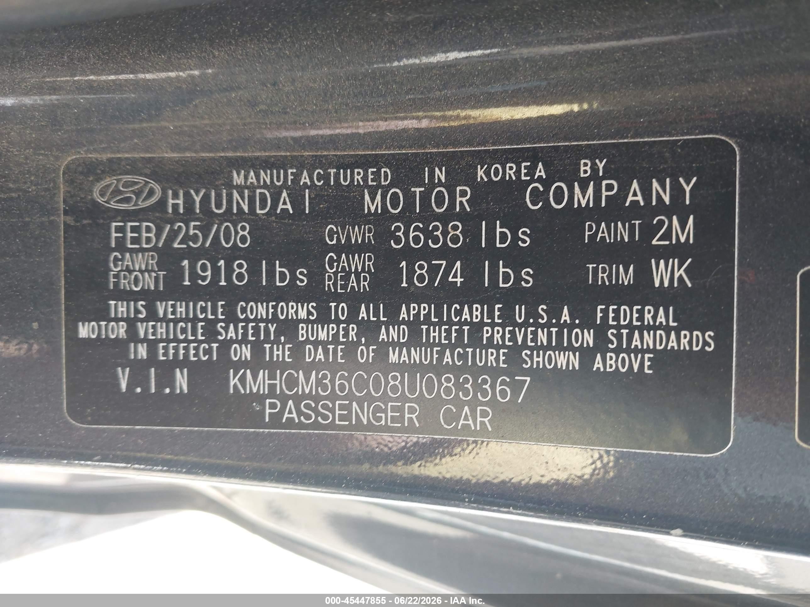 2008 Hyundai Accent Gs Gray vin: KMHCM36C08U083367