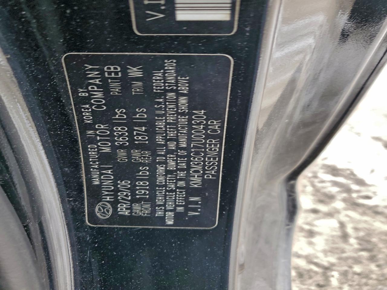 2007 Hyundai Accent Gs Black vin: KMHCM36C17U004304