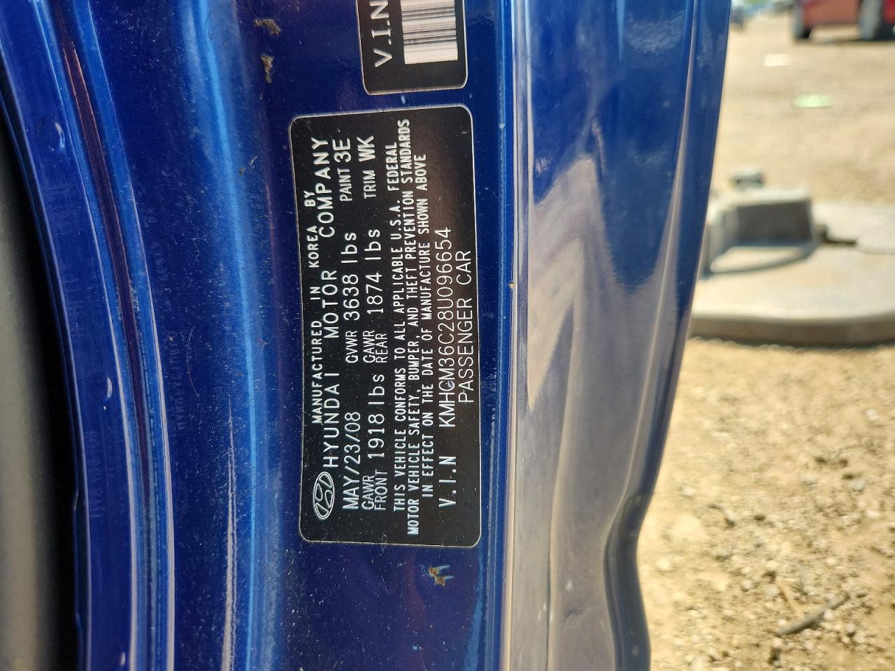 2008 Hyundai Accent Gs Blue vin: KMHCM36C28U096654