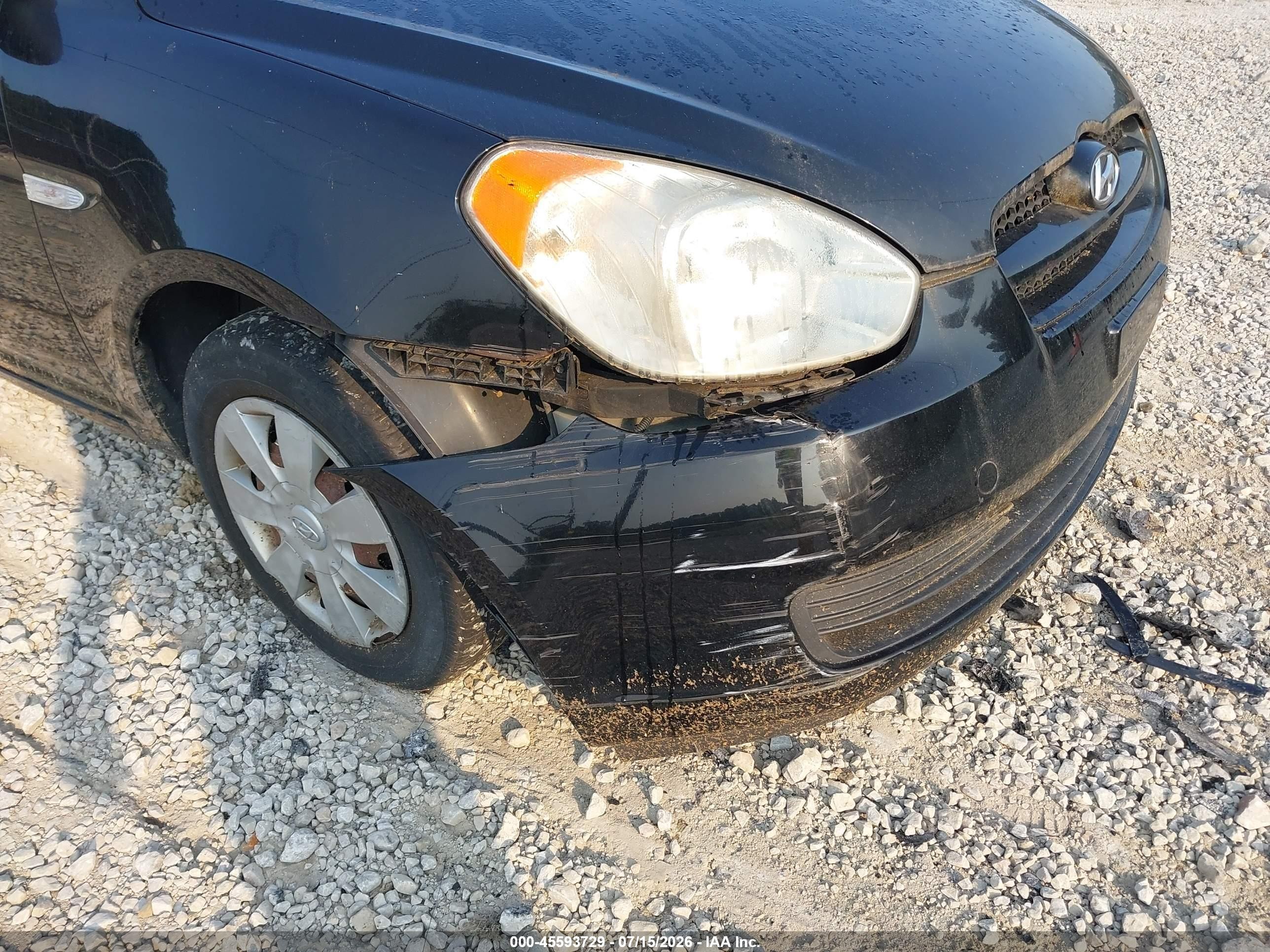 2007 Hyundai Accent Gs Black vin: KMHCM36C37U038647