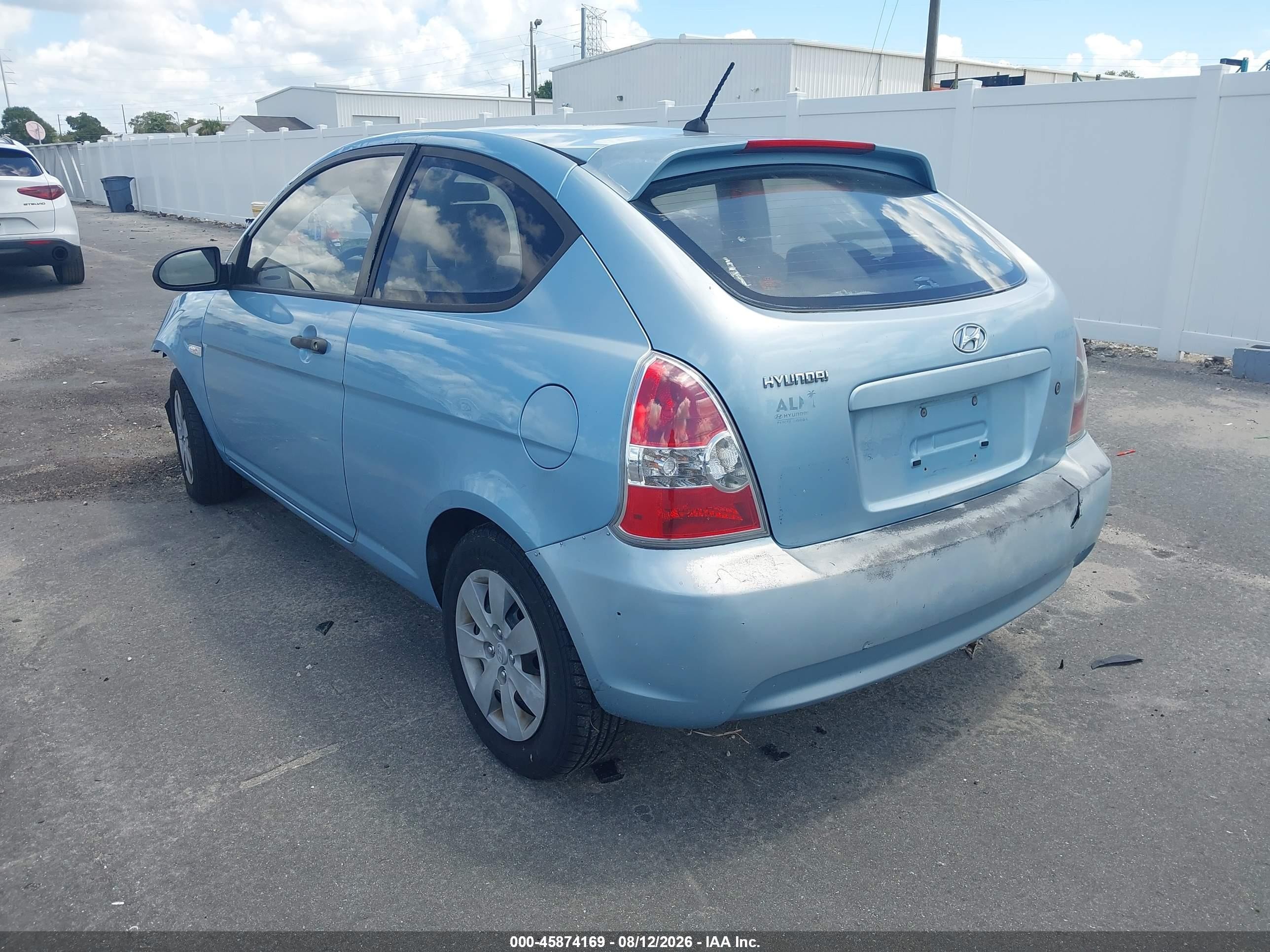 2008 Hyundai Accent Gs Light Blue vin: KMHCM36C38U073884