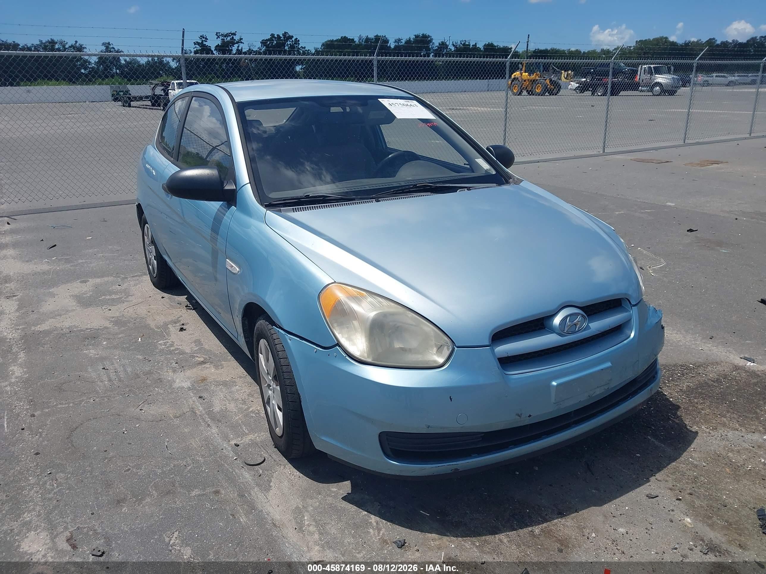 2008 Hyundai Accent Gs Light Blue vin: KMHCM36C38U073884