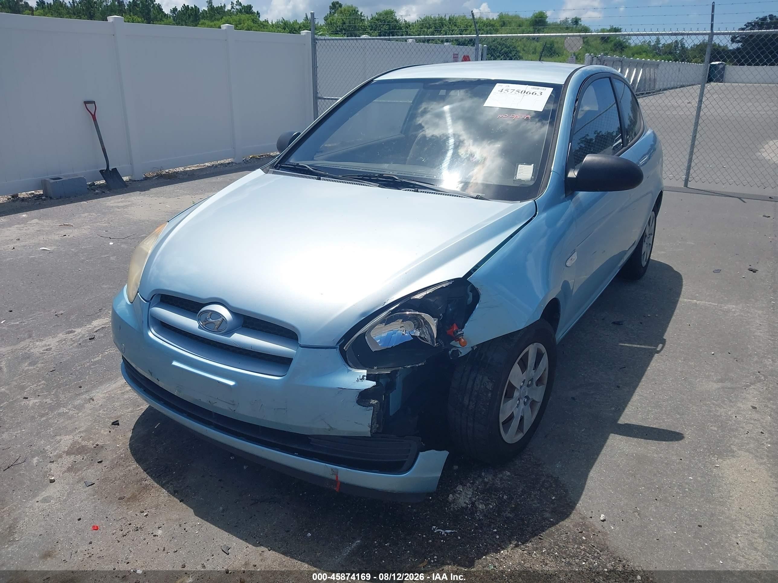 2008 Hyundai Accent Gs Light Blue vin: KMHCM36C38U073884