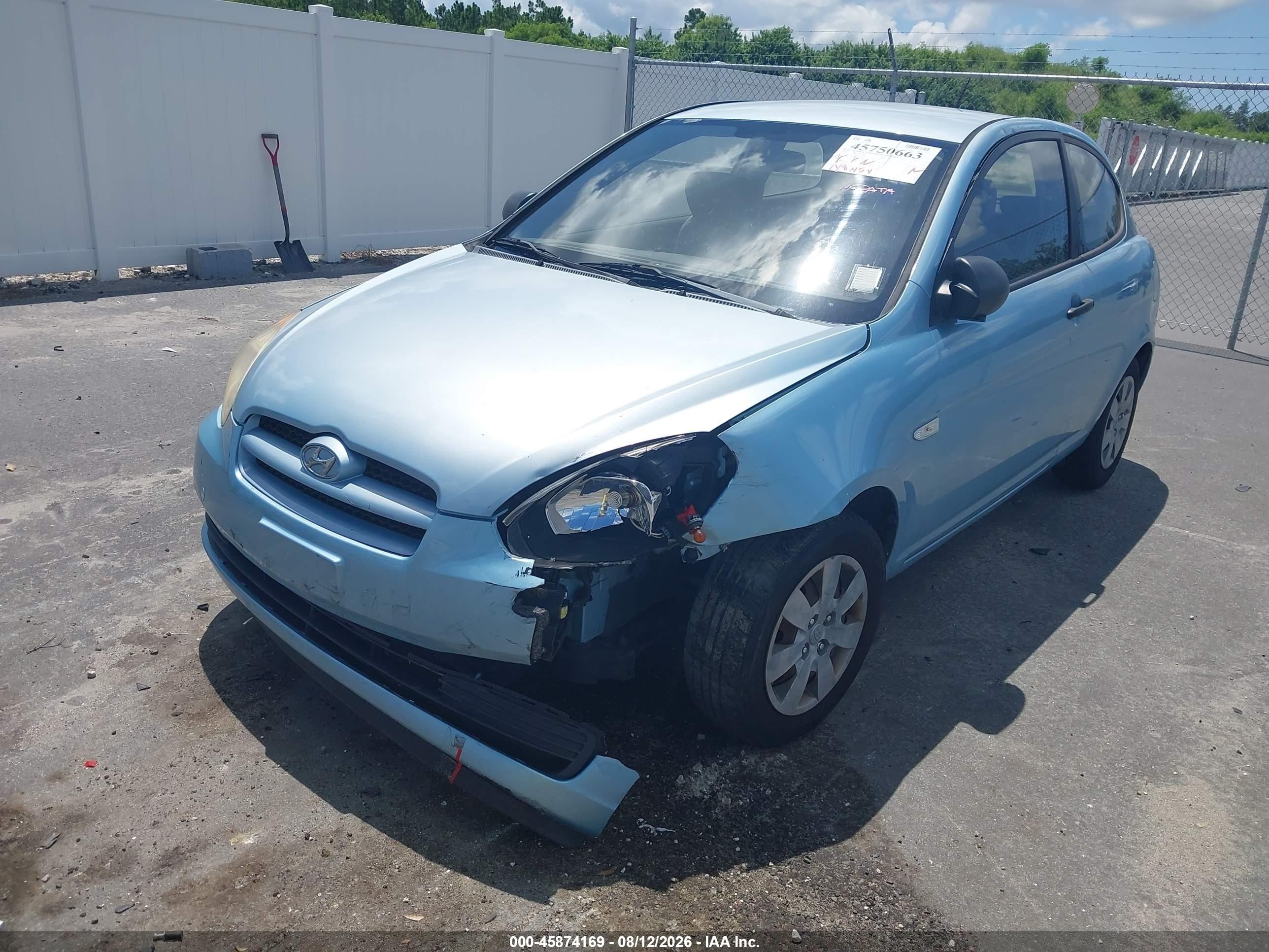 2008 Hyundai Accent Gs Light Blue vin: KMHCM36C38U073884
