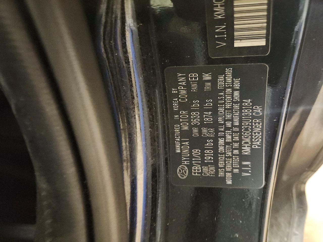 2009 Hyundai Accent Gs Black vin: KMHCM36C39U138184