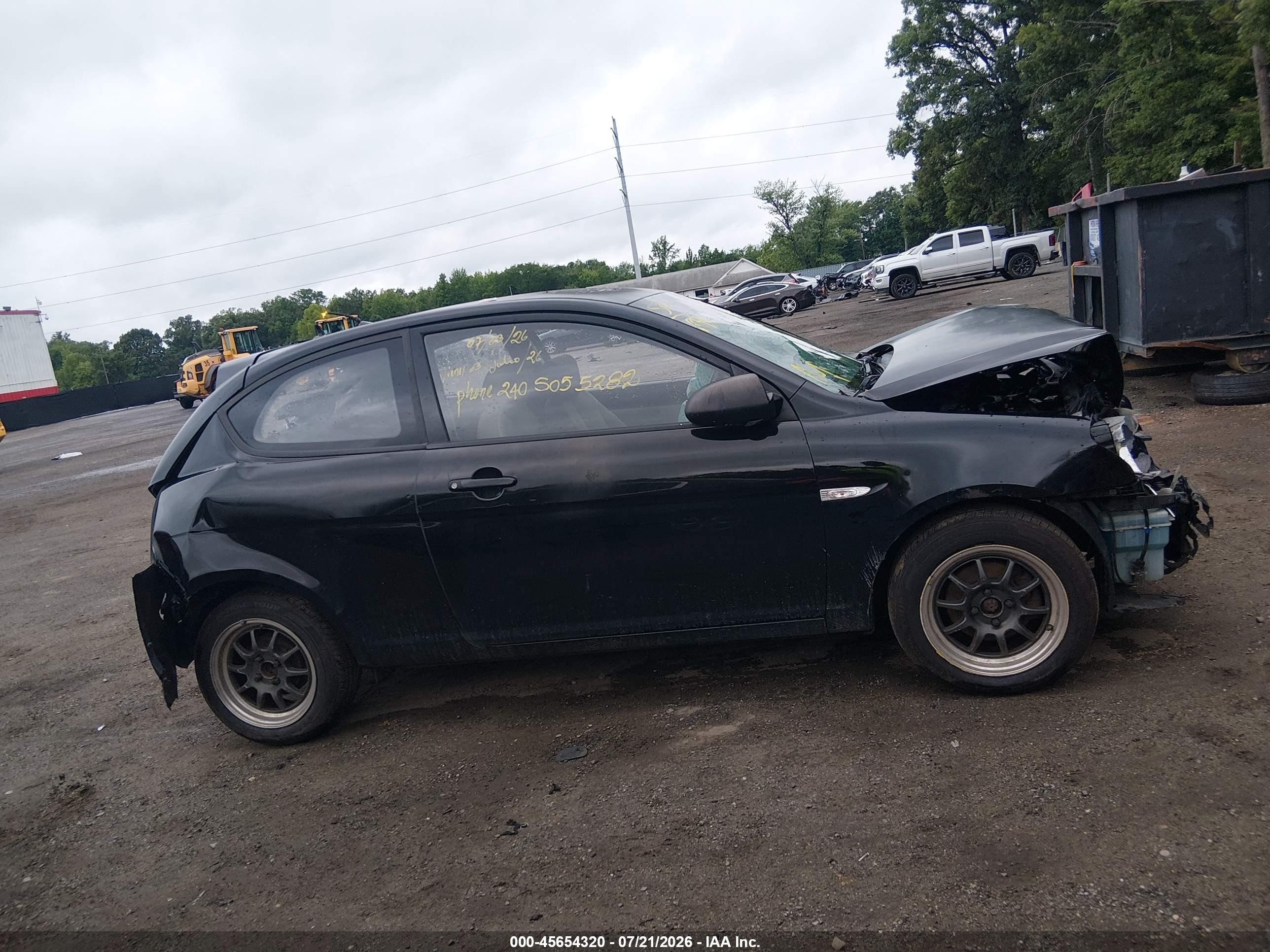 2007 Hyundai Accent Gs Black vin: KMHCM36C47U039225