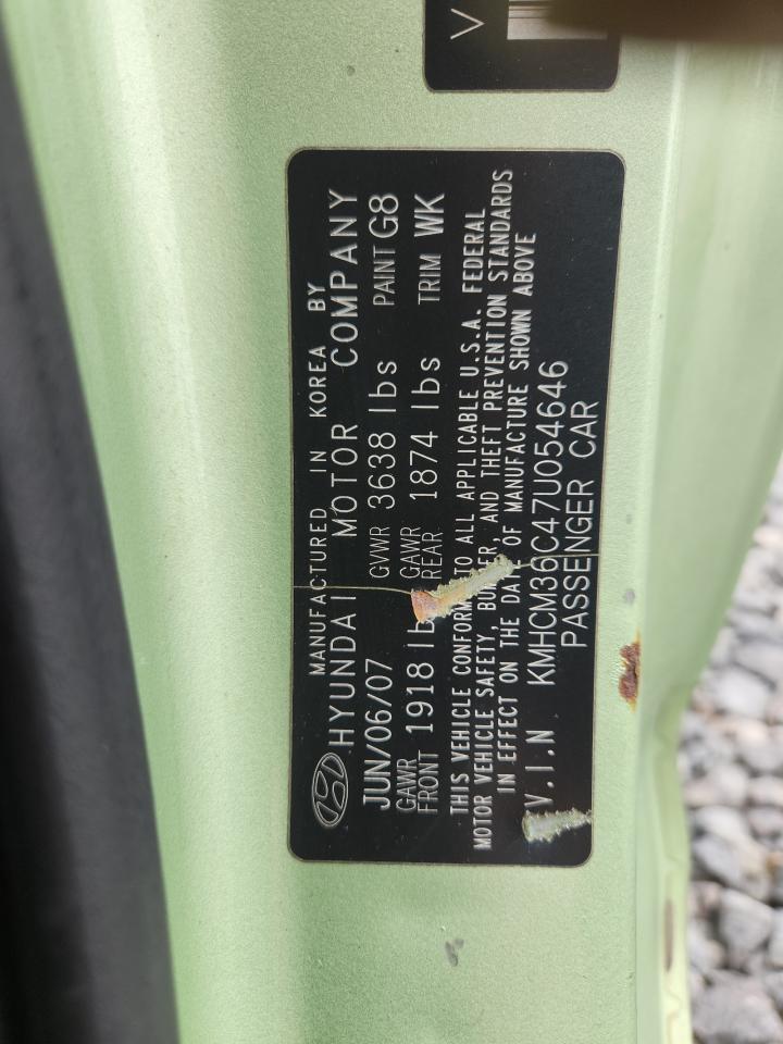 2007 Hyundai Accent Gs Green vin: KMHCM36C47U054646