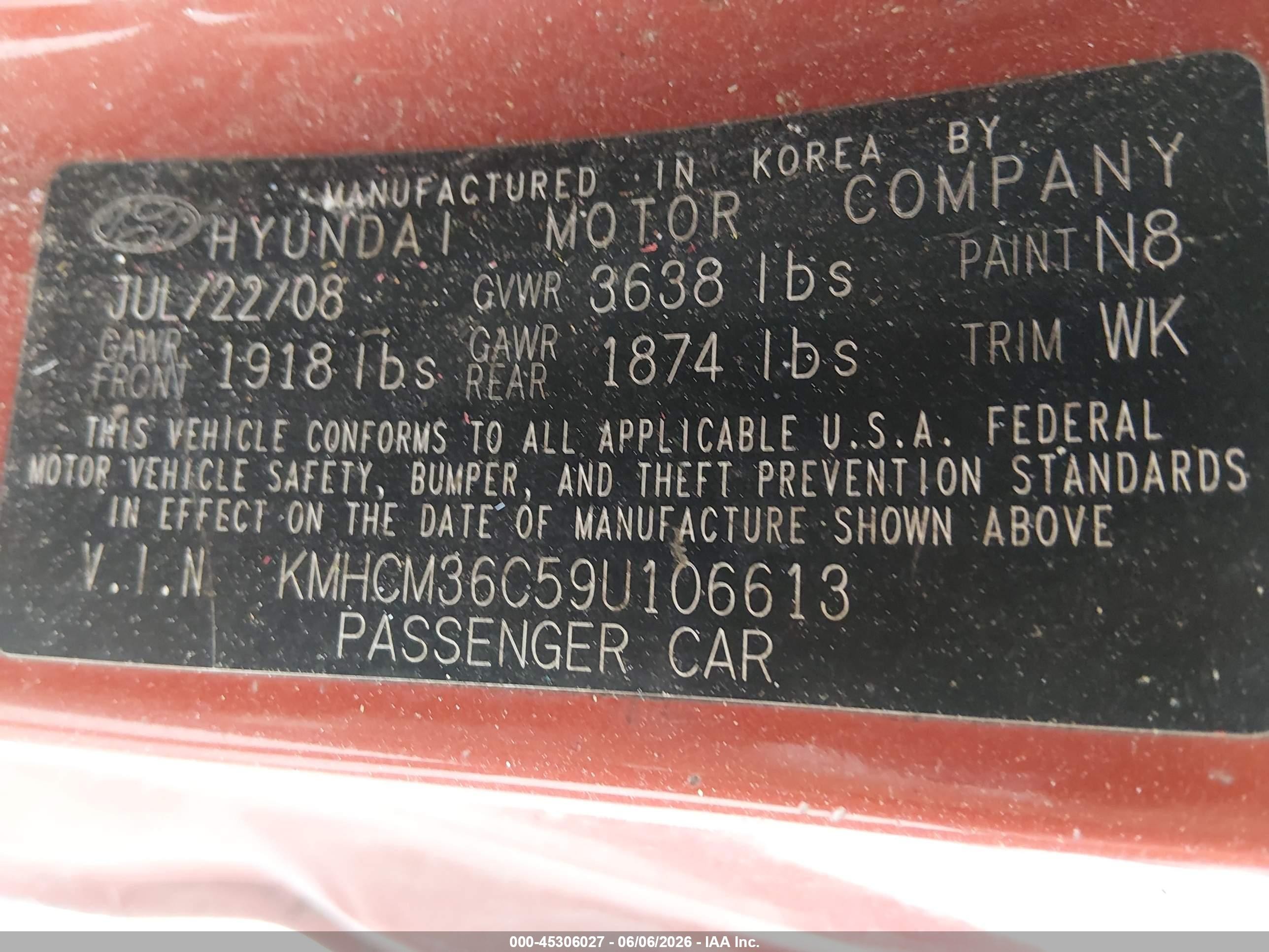 2009 Hyundai Accent Gs Orange vin: KMHCM36C59U106613