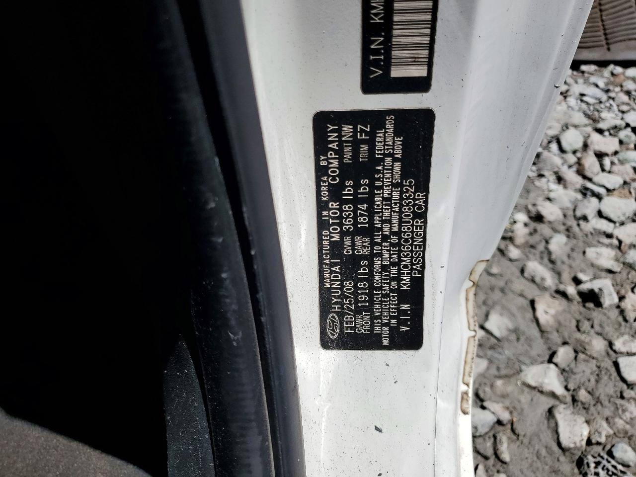 2008 Hyundai Accent Gs Белый vin: KMHCM36C68U083325
