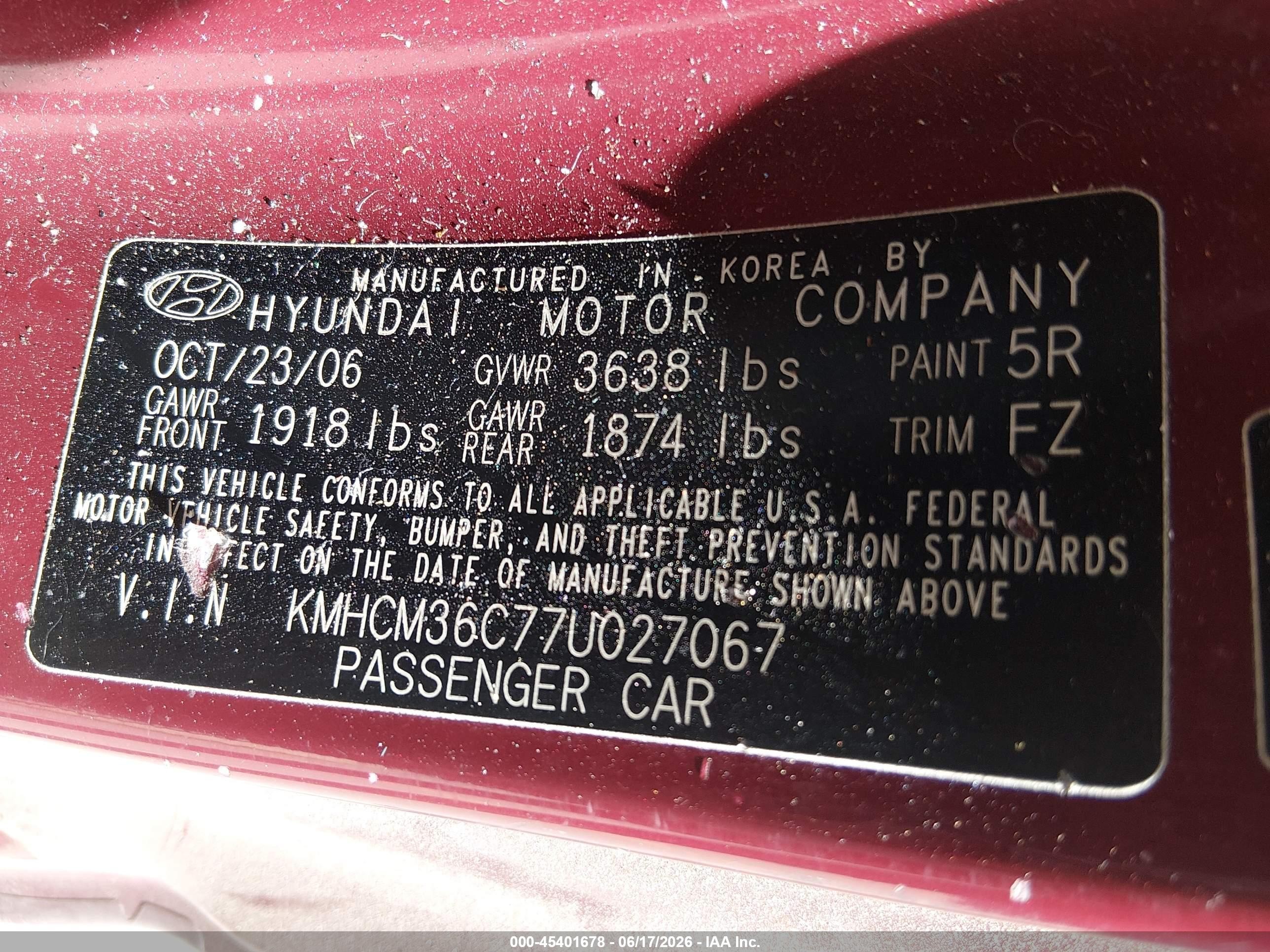 2007 Hyundai Accent Gs Burgundy vin: KMHCM36C77U027067